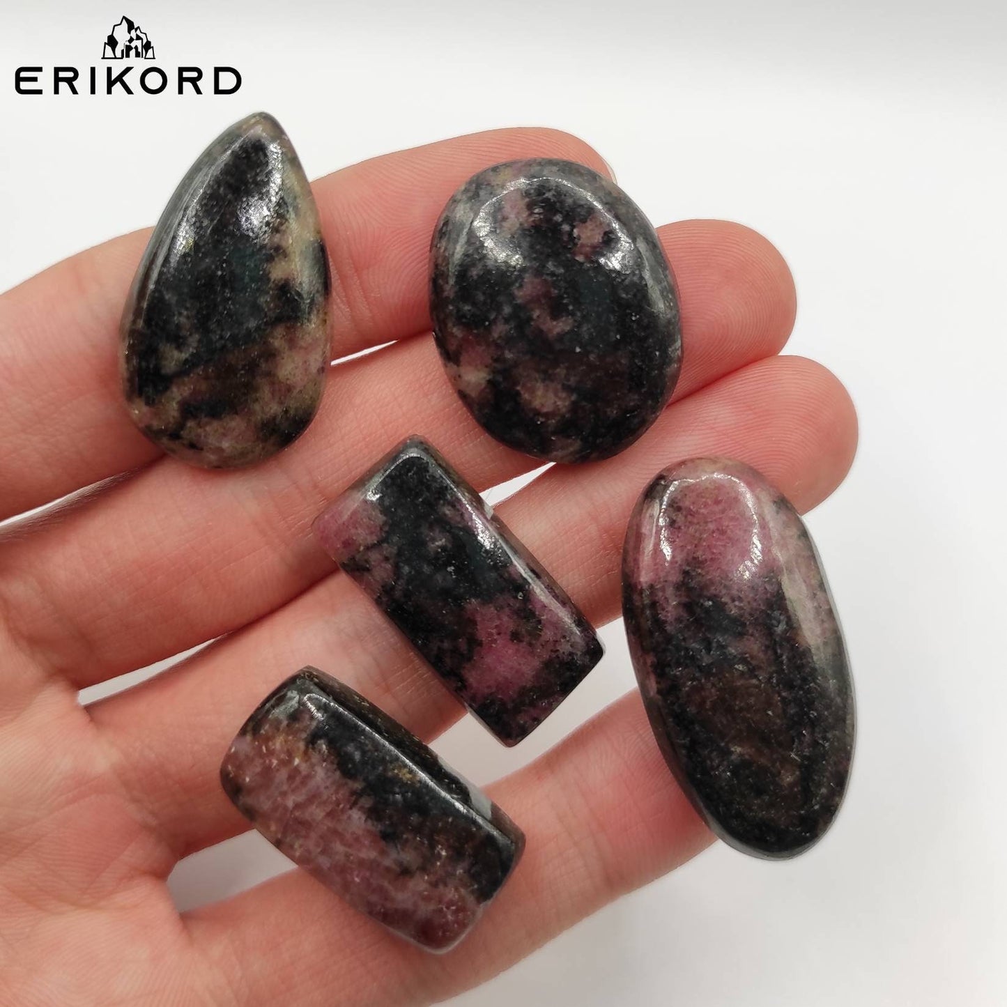180ct Lot of Rhodonite Cabochons Oval and Mixed Shape Cabochon Lot Pink and Black Rhodonite Gemstone Cabochons Natural Rhodonite Russia