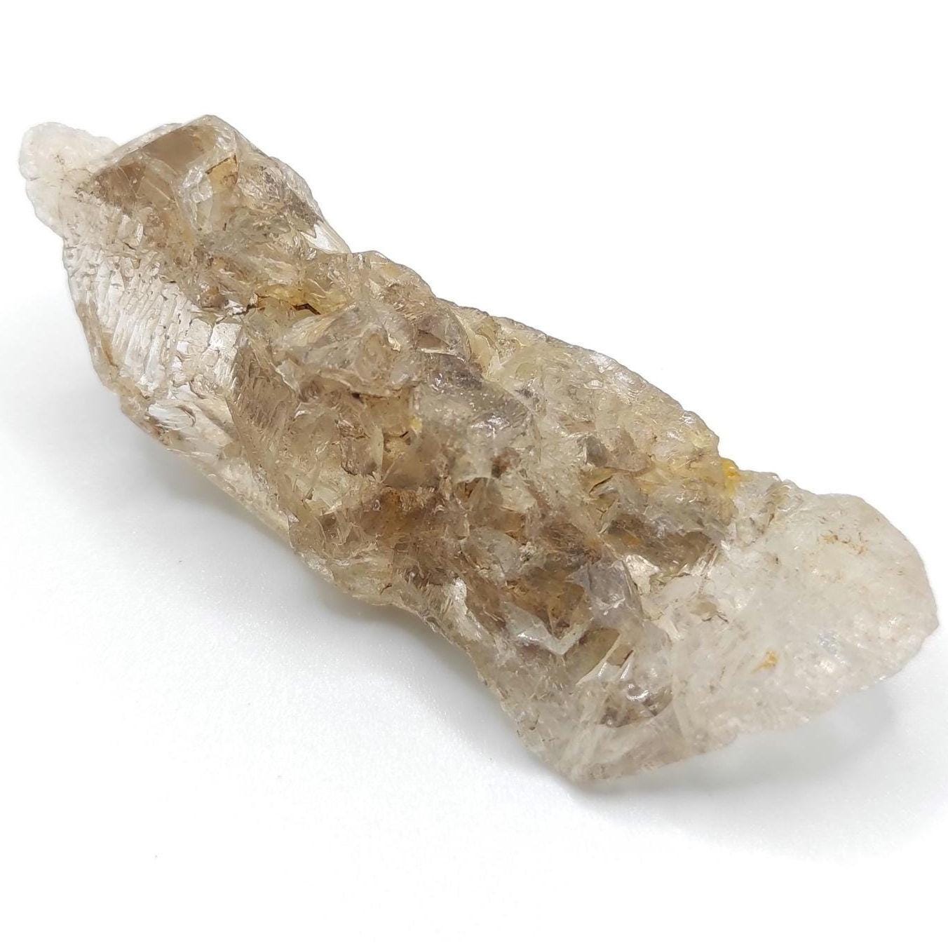 31g Etched Quartz Crystal with Clay Inclusions - Natural Etched Quartz Mineral from Pakistan - Natural Quartz Crystal Cluster