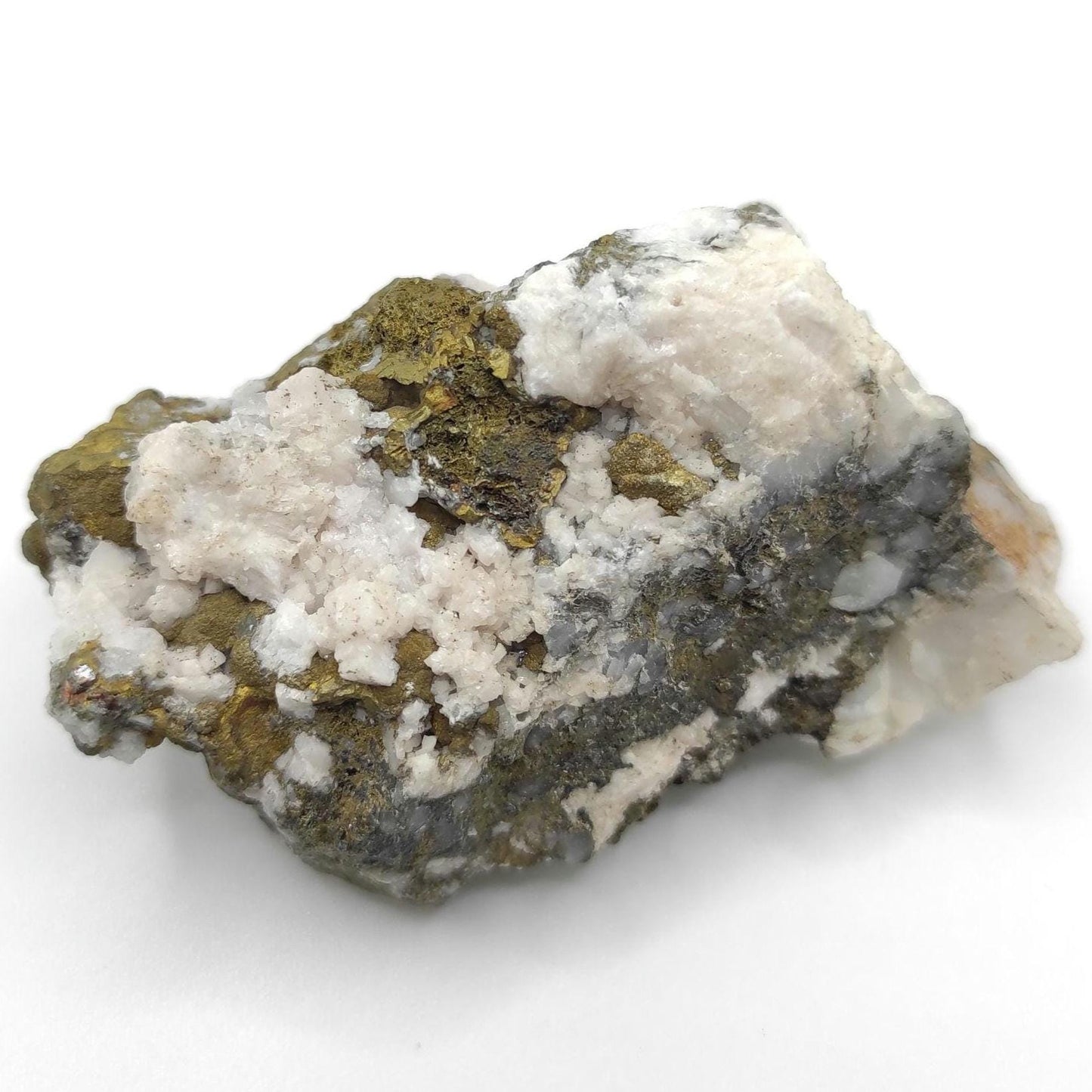 146g Pyrite and Calcite Specimen - Natural Golden Iron Pyrite from Morocco - Rough Calcite Crystal - Pyrite Mineral Specimen