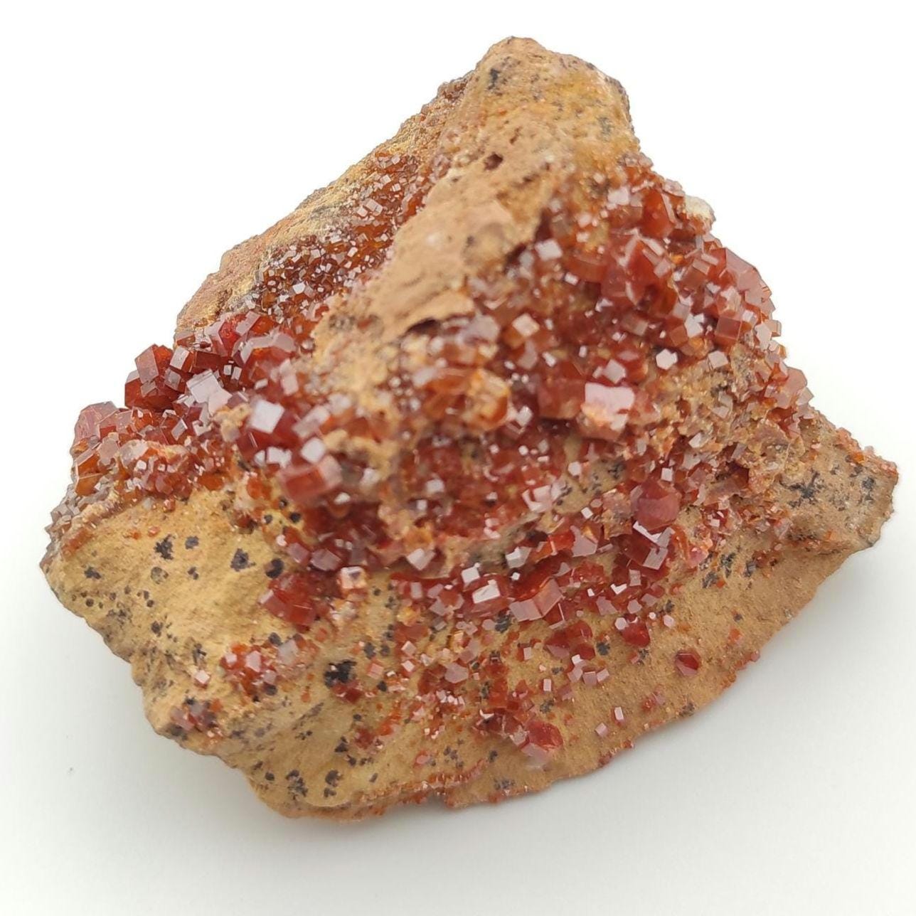 253g Vanadinite on Matrix - Red Vanadinite Crystals - High Quality Vanadinite - Collectors Grade Mineral Specimen - Mibladen, Morocco