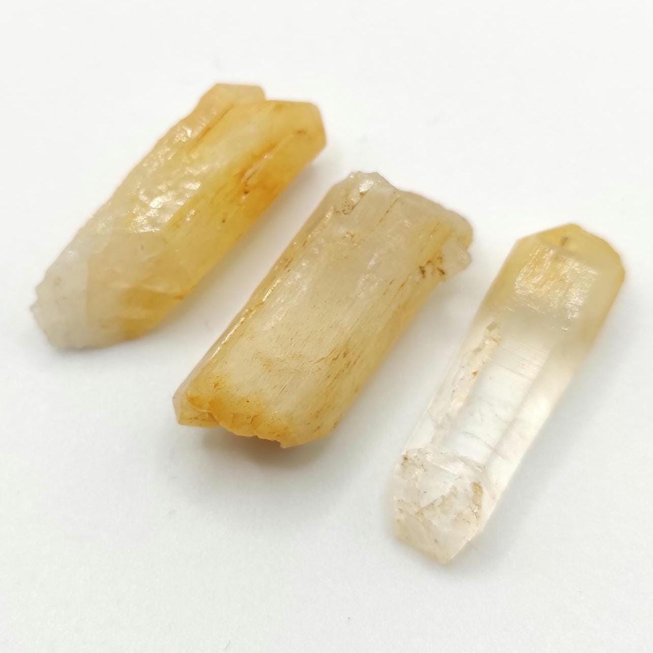 18.21g (3pcs) Rare Mango Quartz Point Lot - Halloysite Included Quartz Crystal - Corona Mine, Cabiche, Boyaca, Colombia - Natural Quartz