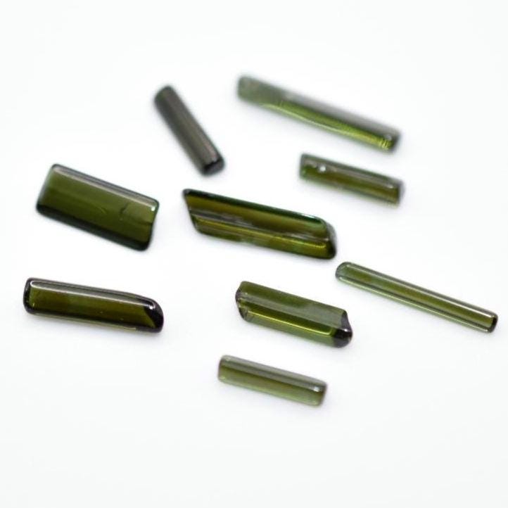 10.12ct (9pcs) Unheated Green Tourmaline from Mozambique - Polished Green Tourmaline Gemstones for Jewelry - Natural Tourmaline Loose Gems