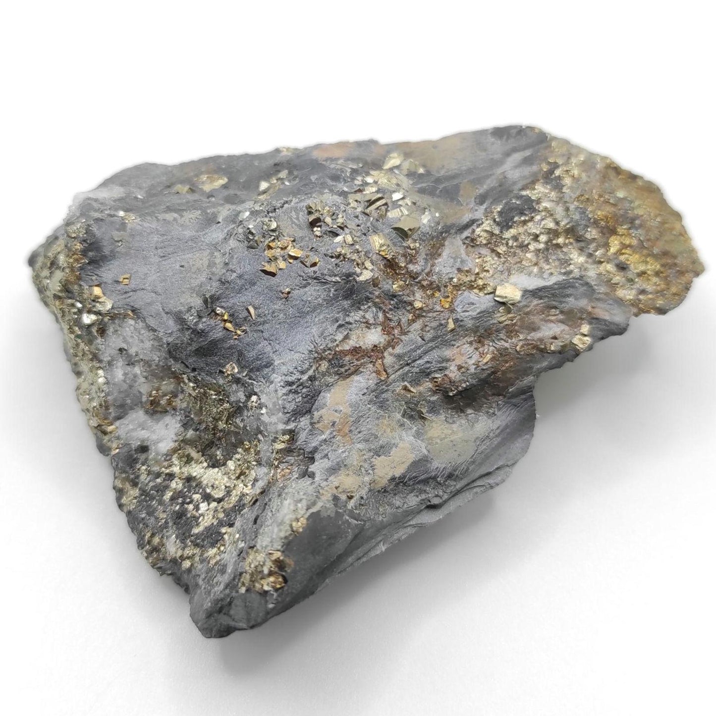 191g Pyrite in Graphite Schist - Sherbrooke, Quebec, Canada - Natural Pyrite Crystals in Matrix - Rough Pyrite Stone - Canadian Minerals