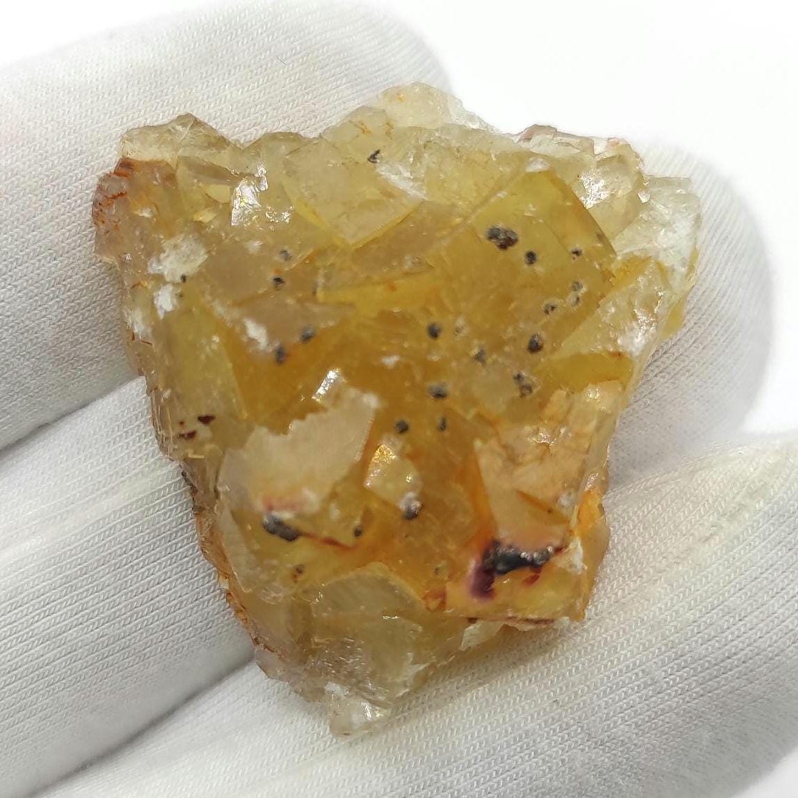 17g Spanish Fluorite - Yellow Fluorite from Moscona Mine, Asturias, Spain - Natural Yellow Fluorite - Raw Cubic Fluorite - Mineral Specimen