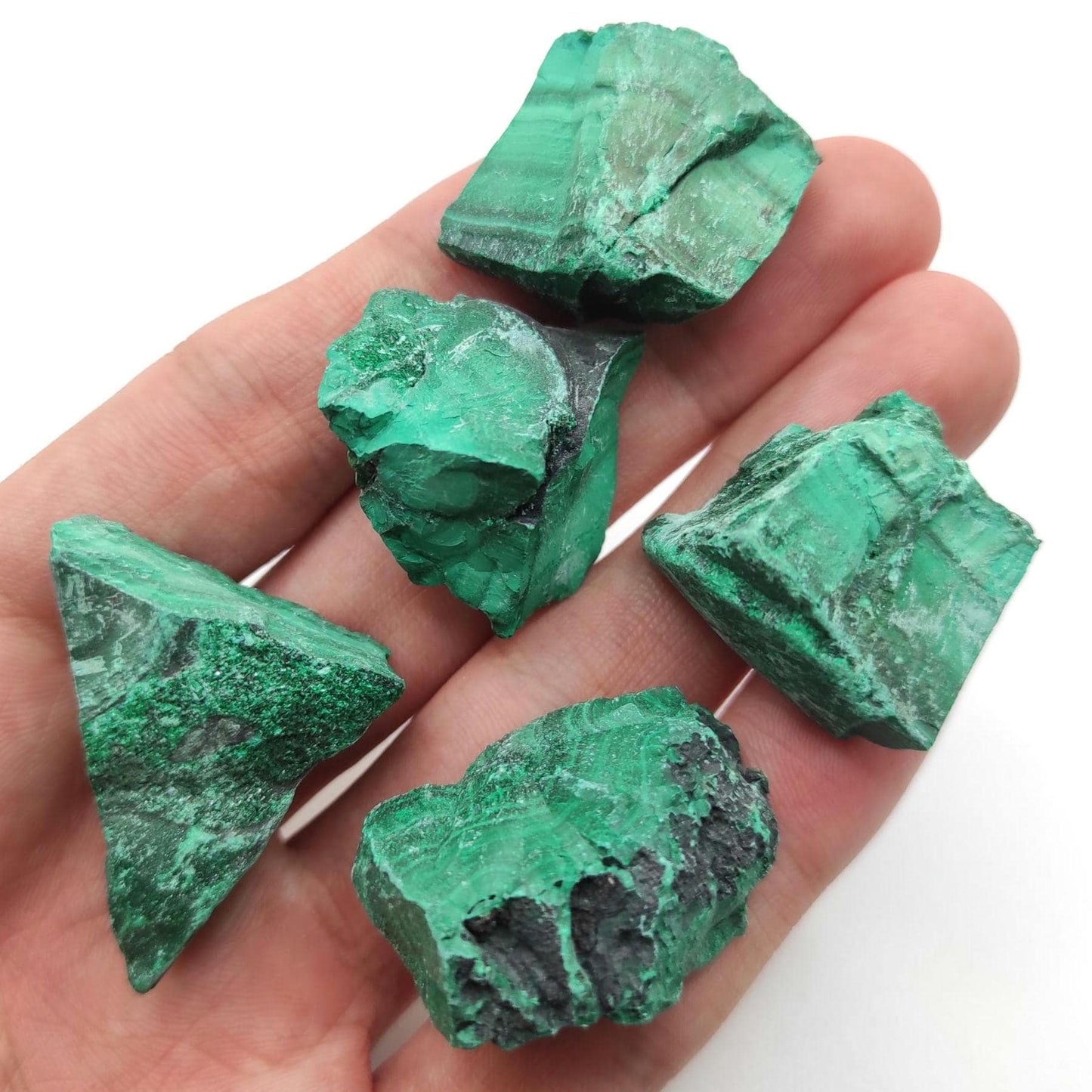 87g Lot of Rough Malachite Pieces - Raw Malachite Crystals - Katanga, Congo - Raw Malachite Stones - Unique Crystal Lot