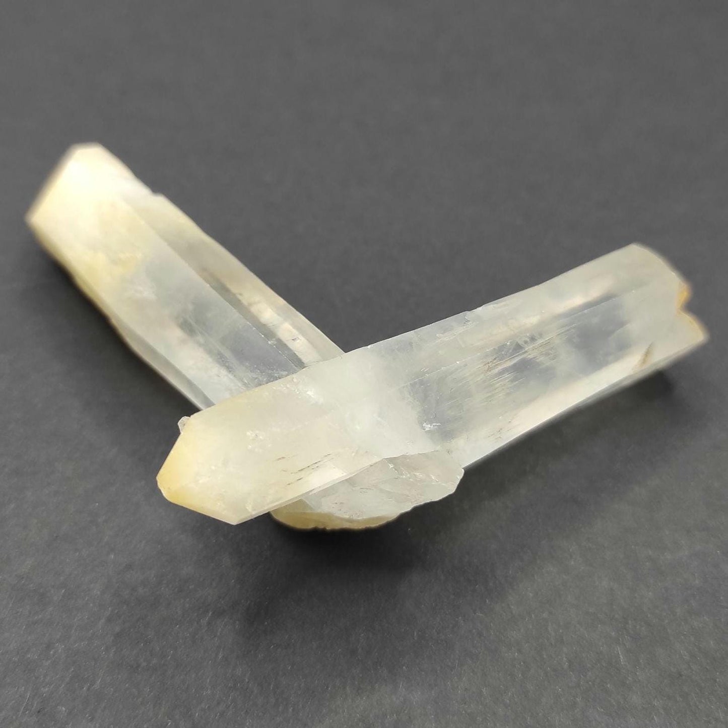 46g Rare Mango Quartz Point - Halloysite Included Quartz Crystal - Corona Mine, Cabiche, Boyaca, Colombia - Rare Specimen - Yellow Quartz