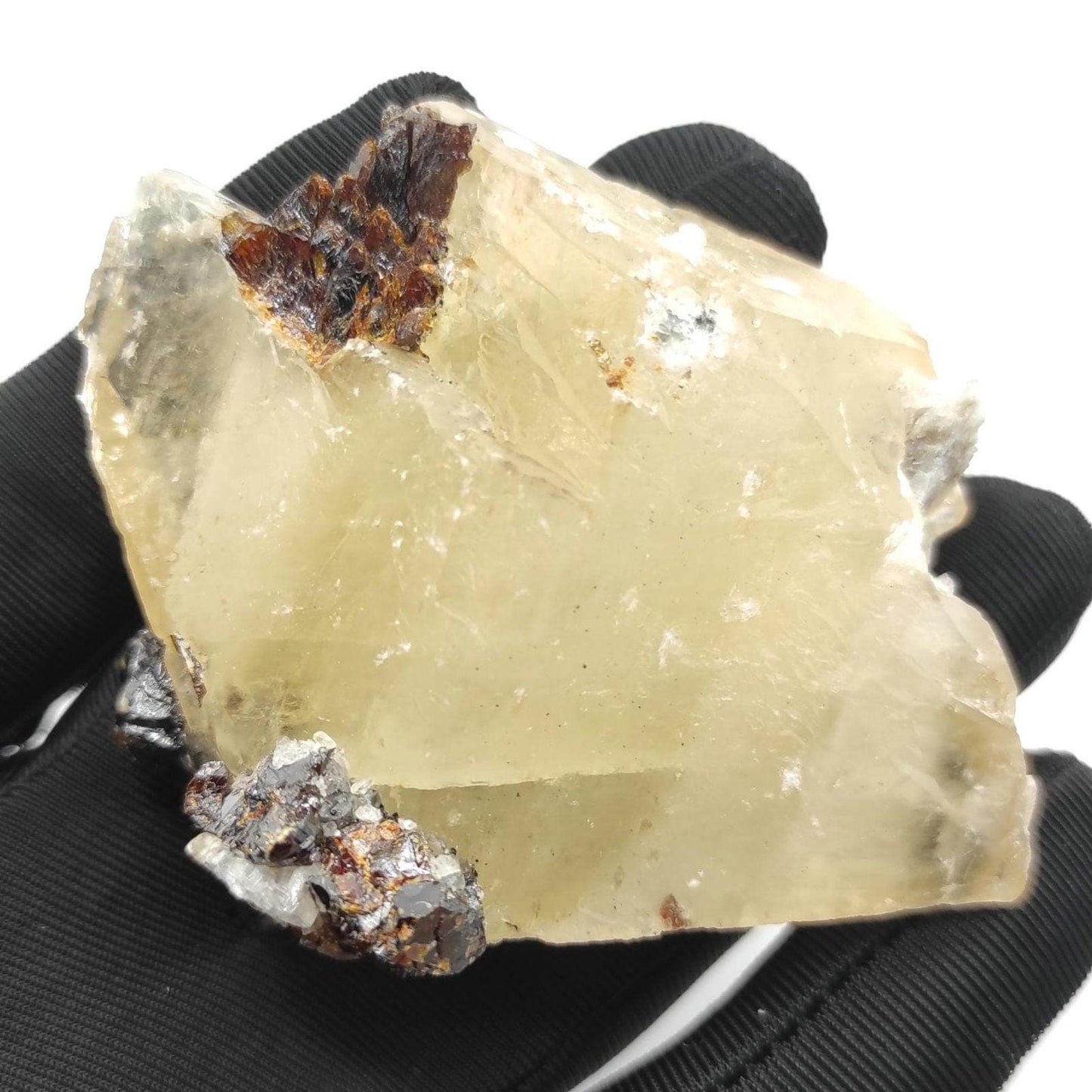 120g Elmwood Calcite with Sphalerite Crystals - Elmwood Mine, Tennessee, United States - Fine Mineral Specimens - Yellow Calcite Specimen