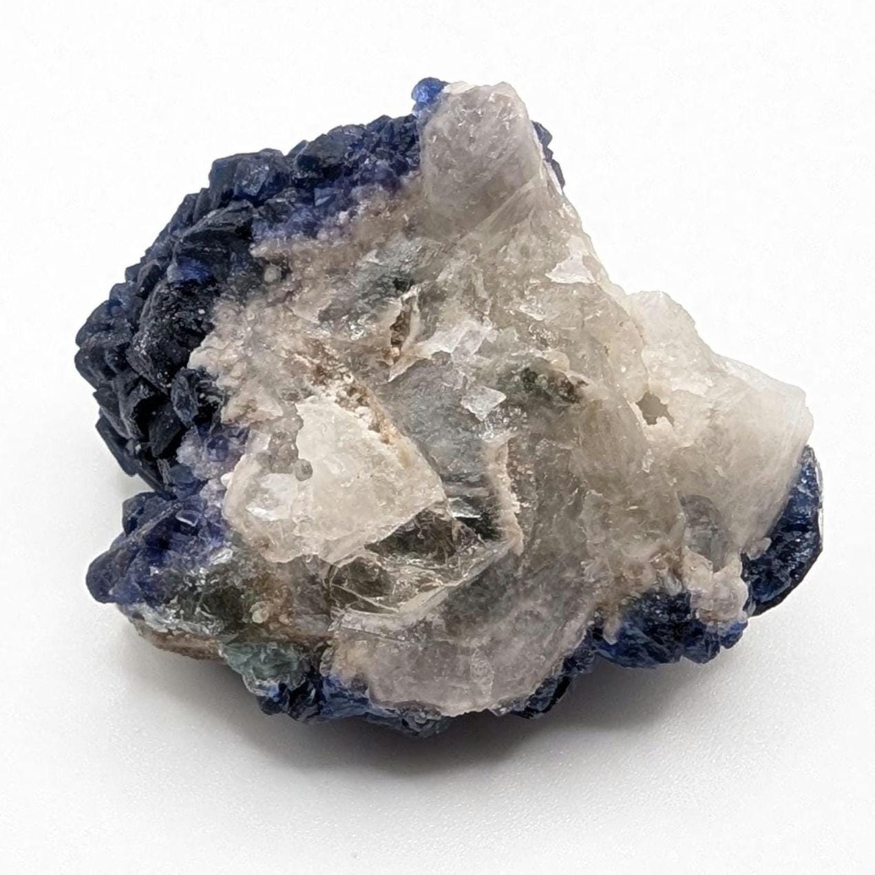 41g Blueberry Fluorite on Quartz Scepter - Blue Fluorite Mineral Specimen - Huanggangliang Mine, Inner Mongolia, China - Fluorite on Quartz