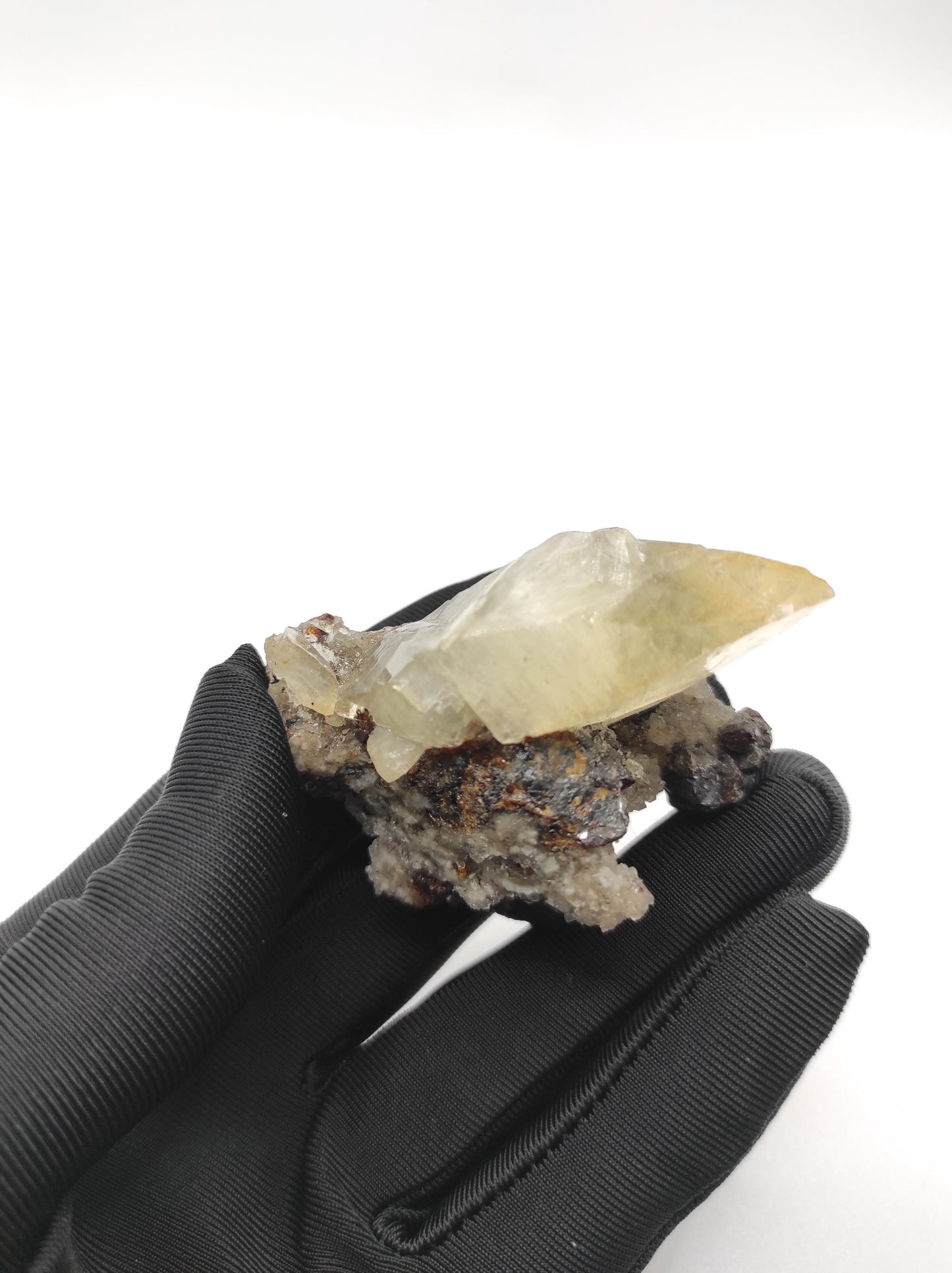74g Elmwood Calcite with Sphalerite and Druzy Quartz - Elmwood Mine, Tennessee, United States - Fine Mineral Specimens - Yellow Calcite