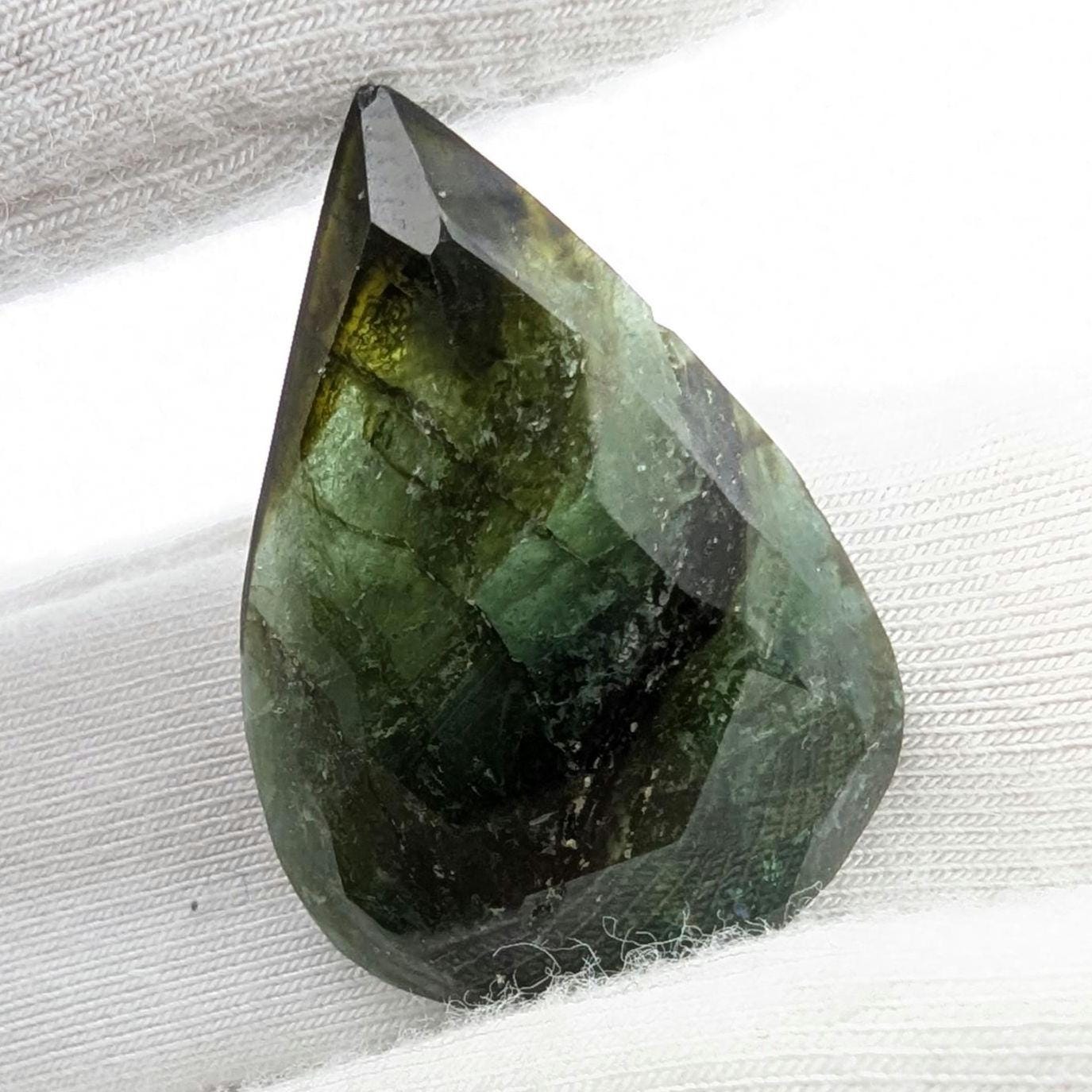 14.05ct Rosecut Tourmaline - Green and Blue Tourmaline Rosecut Gemstone - Indicolite and Green Tourmaline - Faceted Tourmaline Cabochon