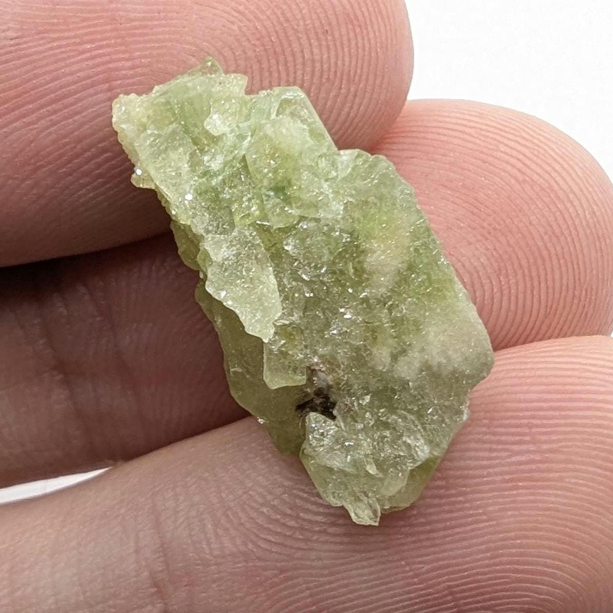 2.99 g Green Vesuvianite Crystal - Thumbnail Specimen - Jeffrey Mine, Quebec, Canada
