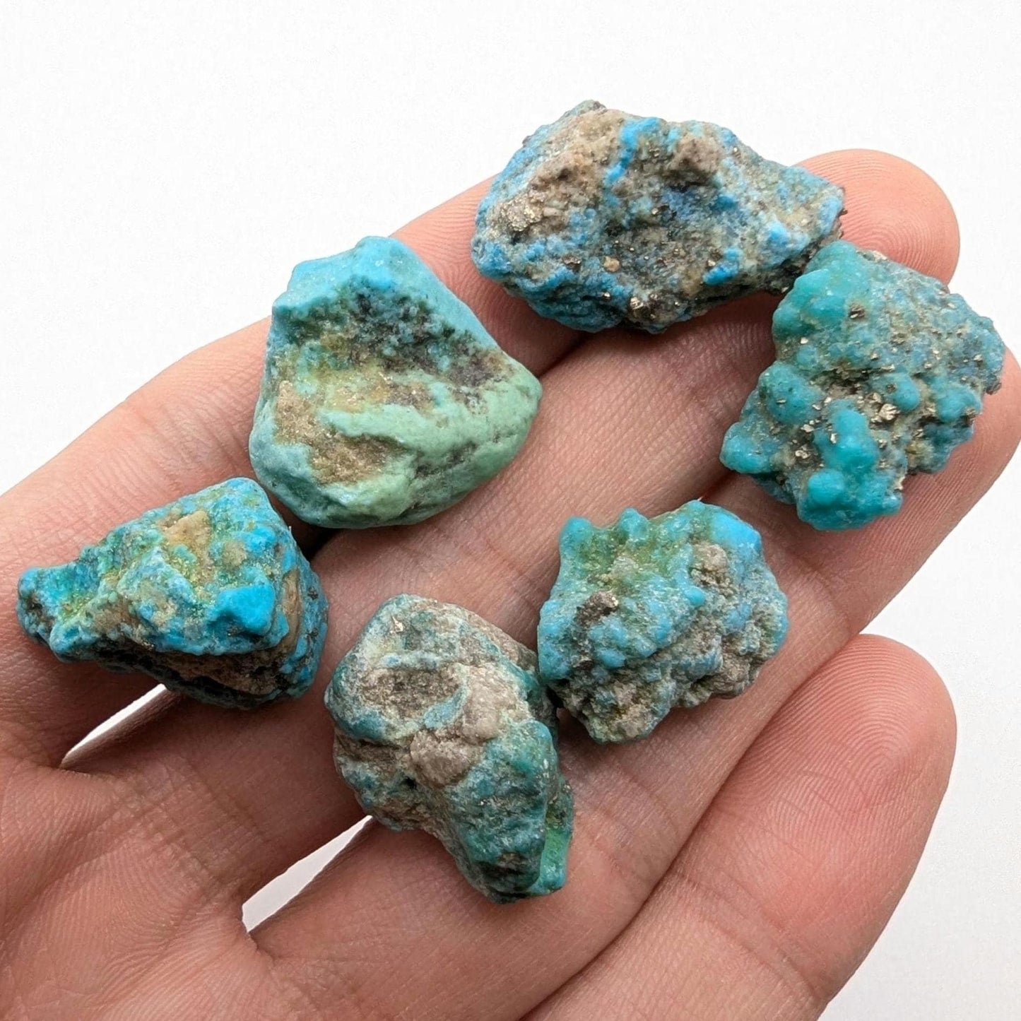 30.18g (6pc) Campitos Turquoise Lot - Stabilized Turquoise Nuggets - Sonora, Mexico - Rough Blue Turquoise - Genuine Turquoise with Pyrite
