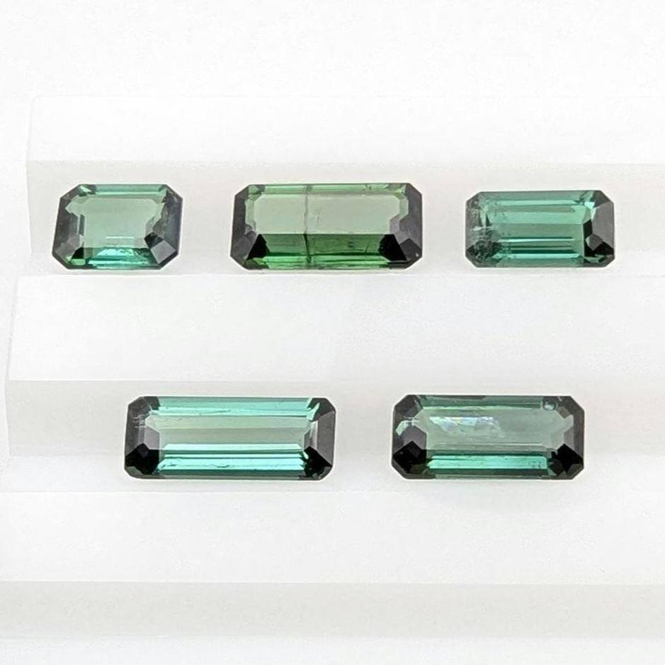 4.03ct (5 pieces) Indicolite Tourmaline - Octagon Cut Faceted Tourmaline from Afghanistan - Faceted Gemstones Lot