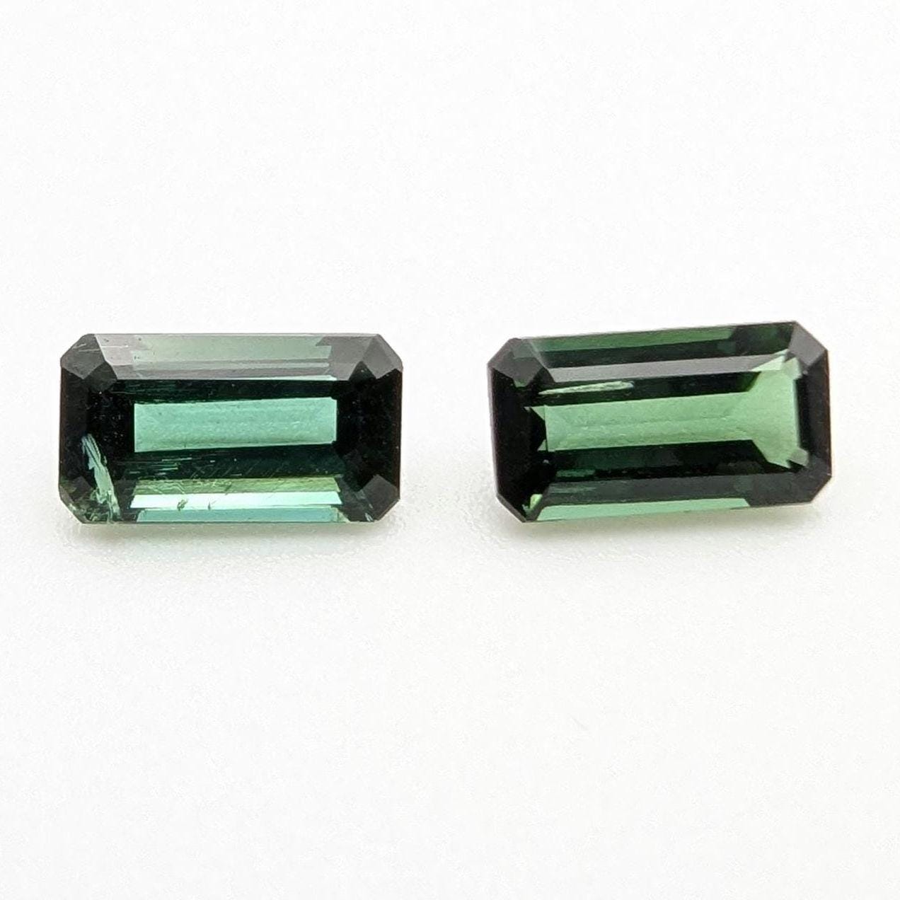 2.02 ct (Pair) Indicolite Tourmaline - Octagon Cut Faceted Tourmaline from Afghanistan - Faceted Gemstones - Mismatched Pair