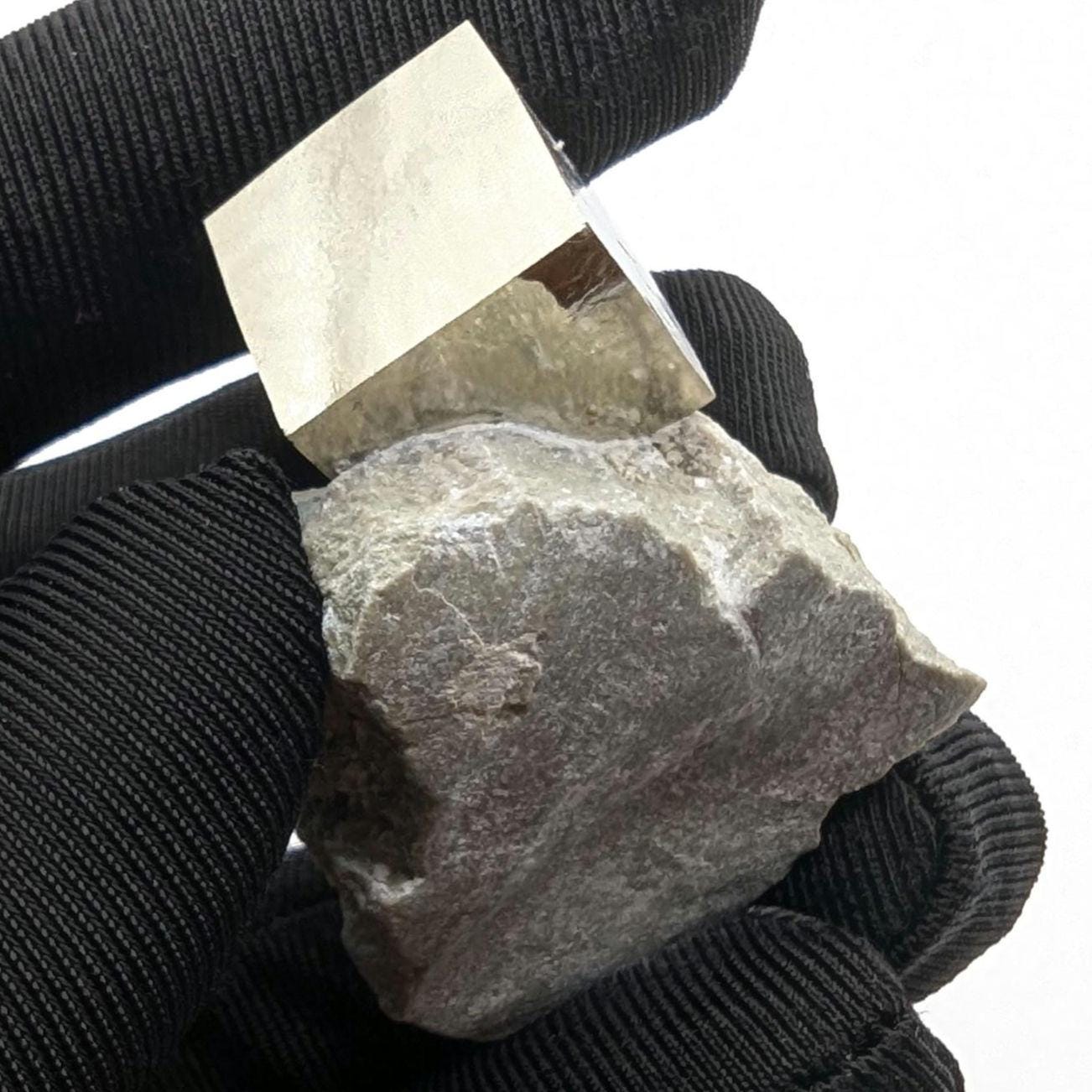 43g Pyrite Cube on Matrix - Navajun, Spain - Naturally Formed Cubic Pyrite from Spain - Natural Pyrite Mineral Specimen - Pyrite Crystal