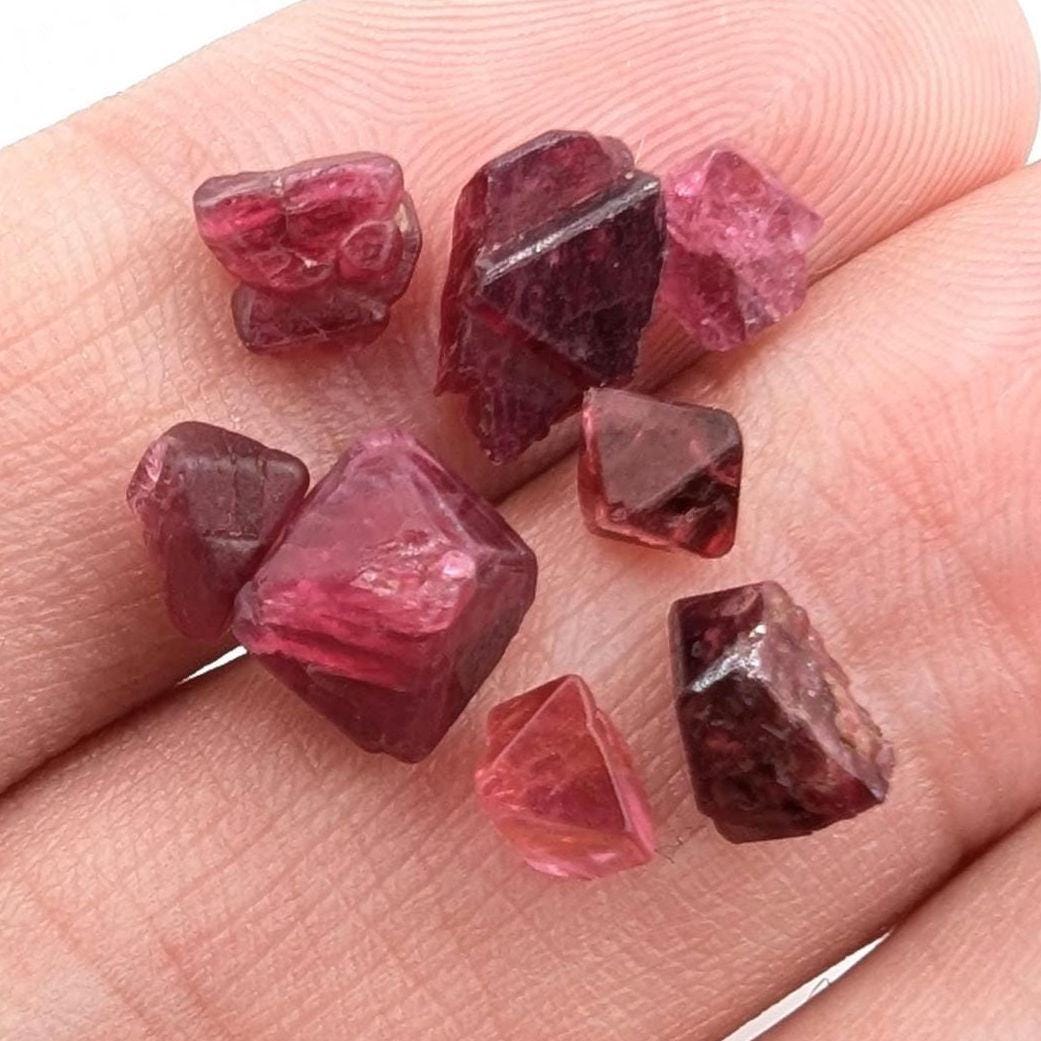 10 ct Lot of Red Spinel Crystals from Mogok, Myanmar - Natural Spinel Terminated Crystal Gemstone - Burmese Gemstones
