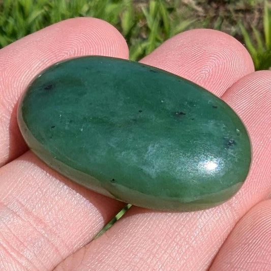 49 ct British Colombia Jade - Nephrite Jade Cabochon - Oval Cabochon from Lillooet, BC, Canada - Natural Untreated Canadian Green Jade