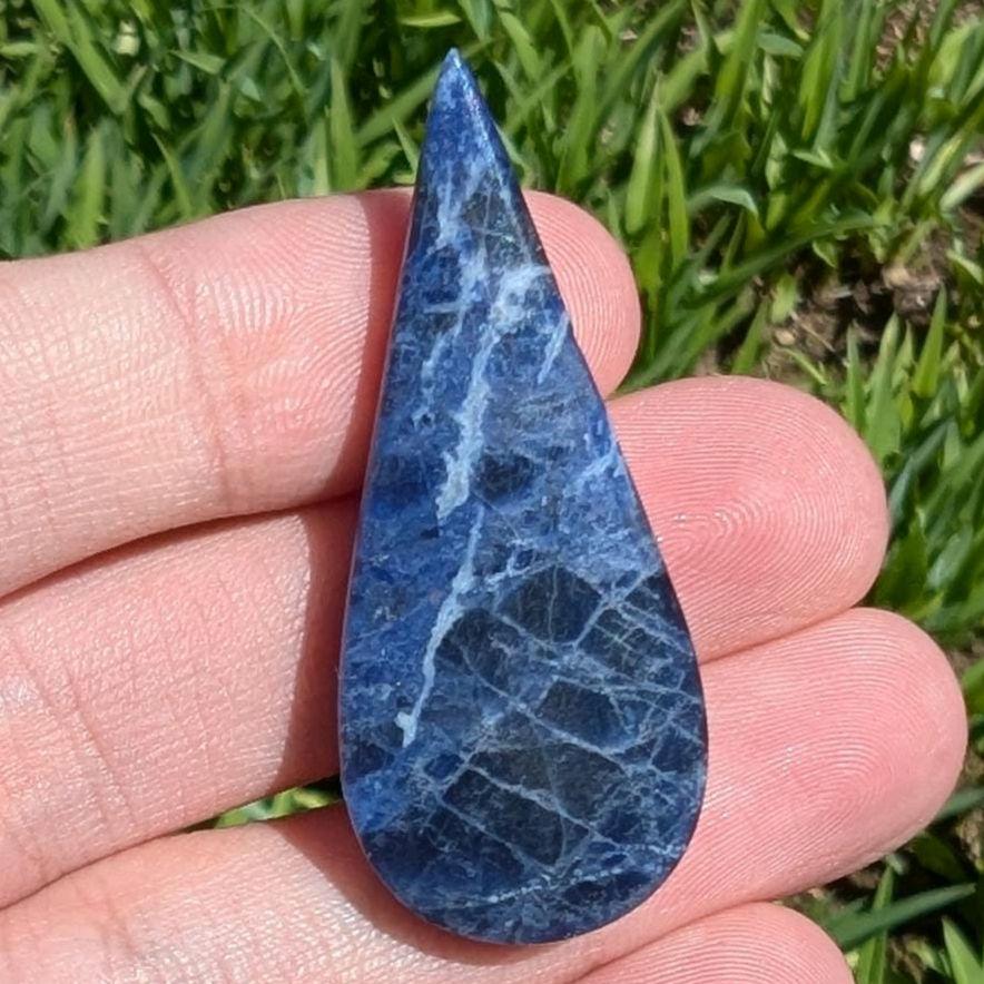 36 ct Canadian Sodalite - Blue Sodalite Cabochon - Pear Cabochon from Bancroft, ON, Canada - Natural Untreated Ontario Gemstones