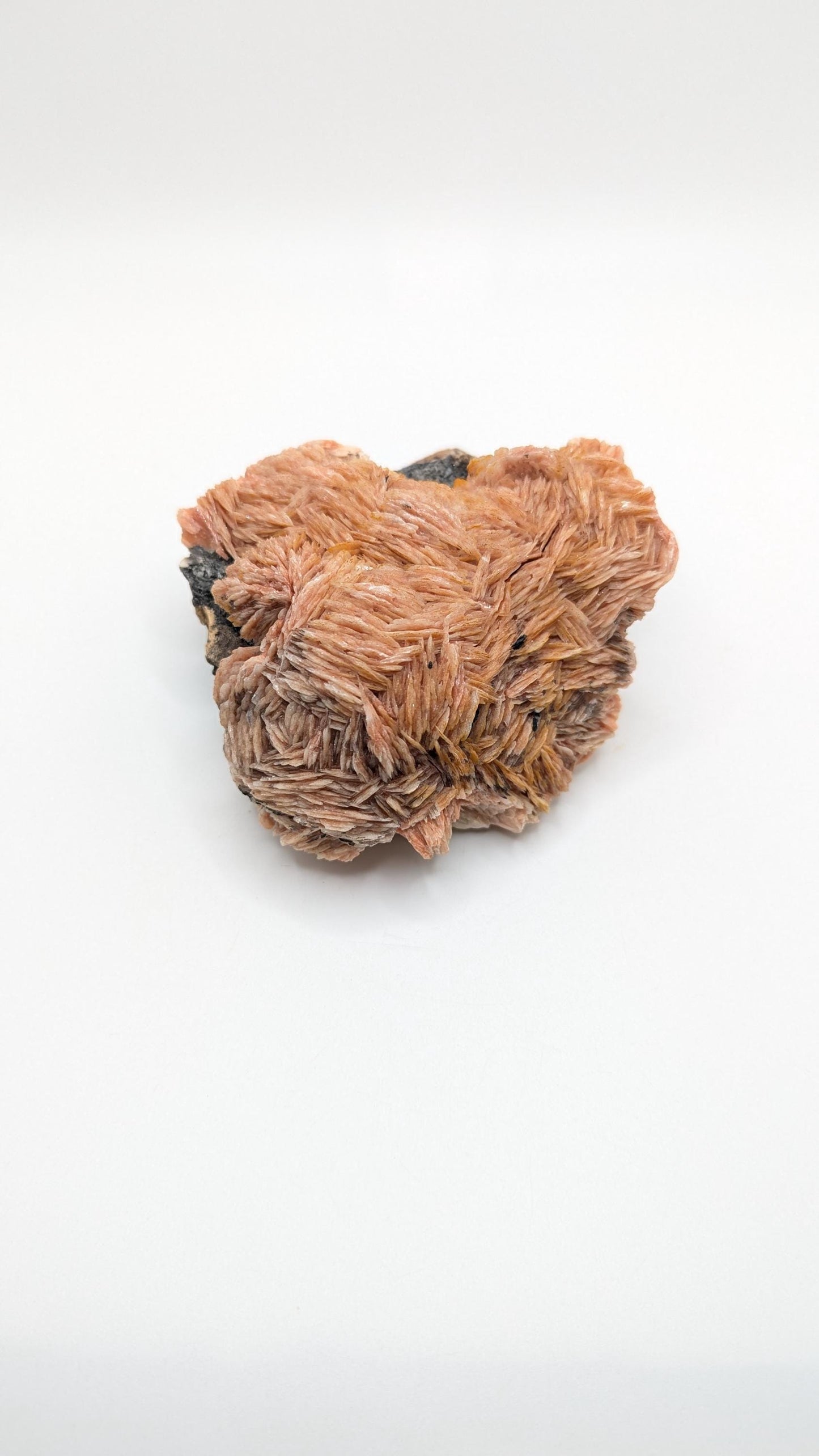 596g Orange Barite on Galena Matrix - Mibladen, Morocco - Natural Mineral Specimens - Raw Barite Blades on Matrix - Rough Minerals