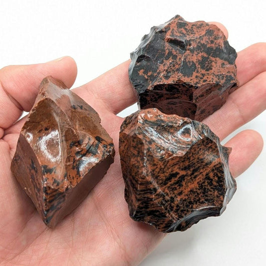 3 piece Red Obsidian Set, Natural Mahogany Obsidian, Raw Obsidian Pieces, Rough Obsidian Volcanic Glass, Mexico