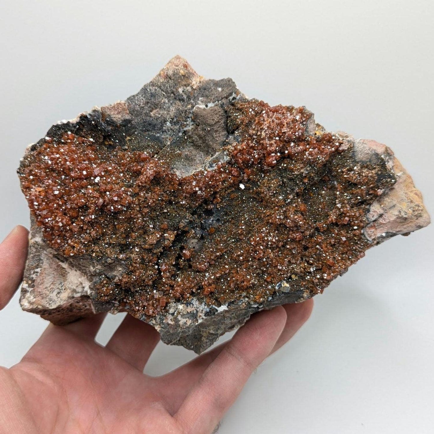 1.20 kg XL Vanadinite on Matrix - Mibladen, Morocco - Handpicked at Mine - Natural Vanadinite Specimen - Sparkling Red Vanadinite Mineral