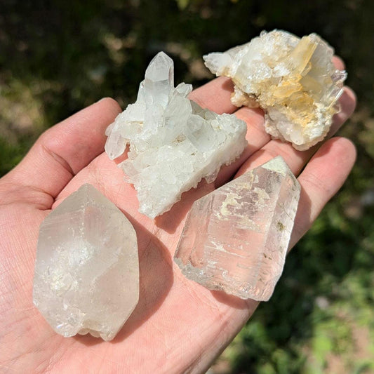 263 g (4 piece set) Quartz Crystals - Natural Clear Quartz Crystals from Pakistan - Raw Quartz Points - Clear Quartz Clusters