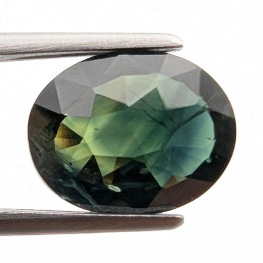3.76ct Dark Teal Parti Sapphire - Queensland, Australia - Green and Blue Oval Cut Loose Gemstone - Heated Sapphire