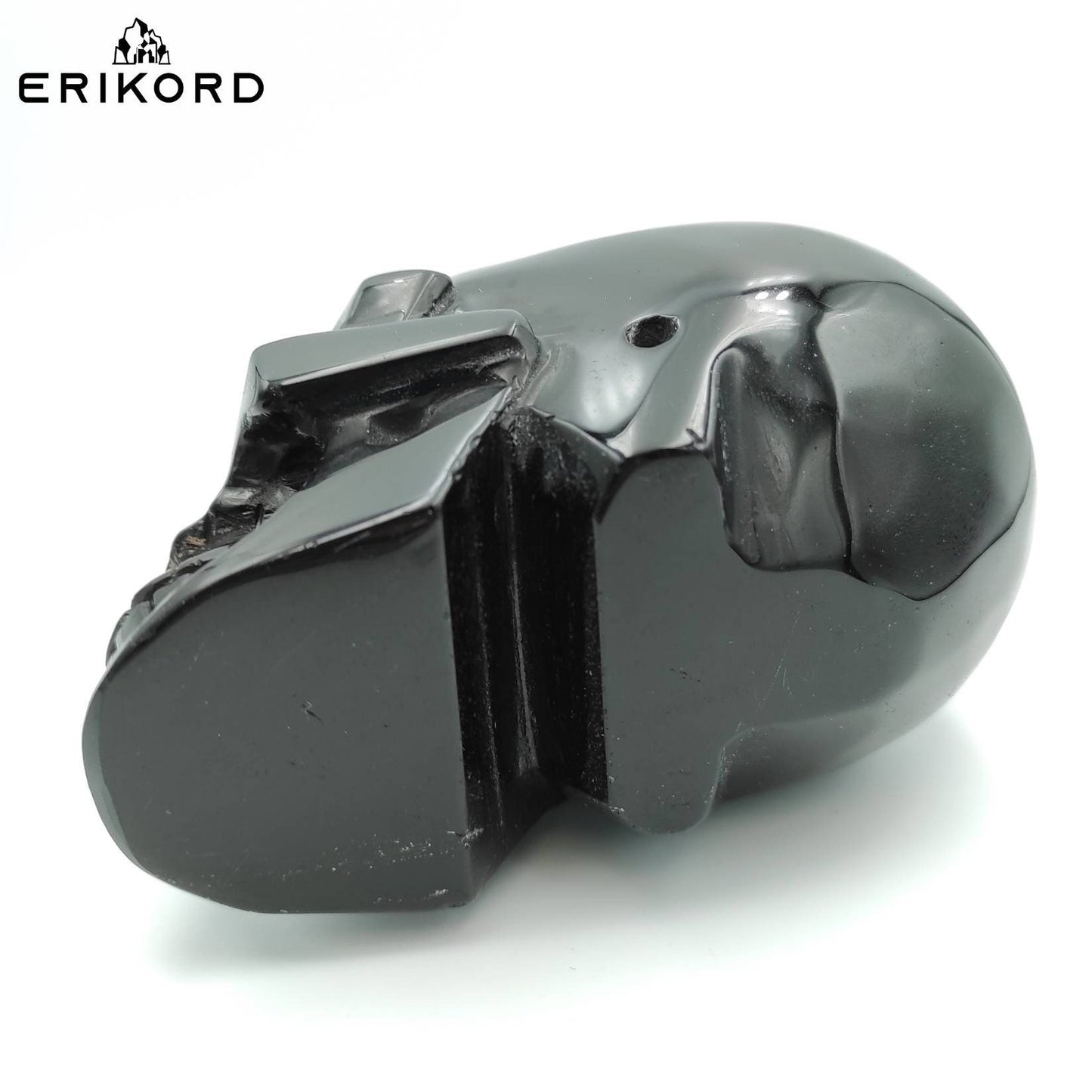 821g 5" Obsidian Skull Carved Crystal Polished Skull Head Crystal Carving Natural Black Obsidian Brazil Healing Crystal Self Standing