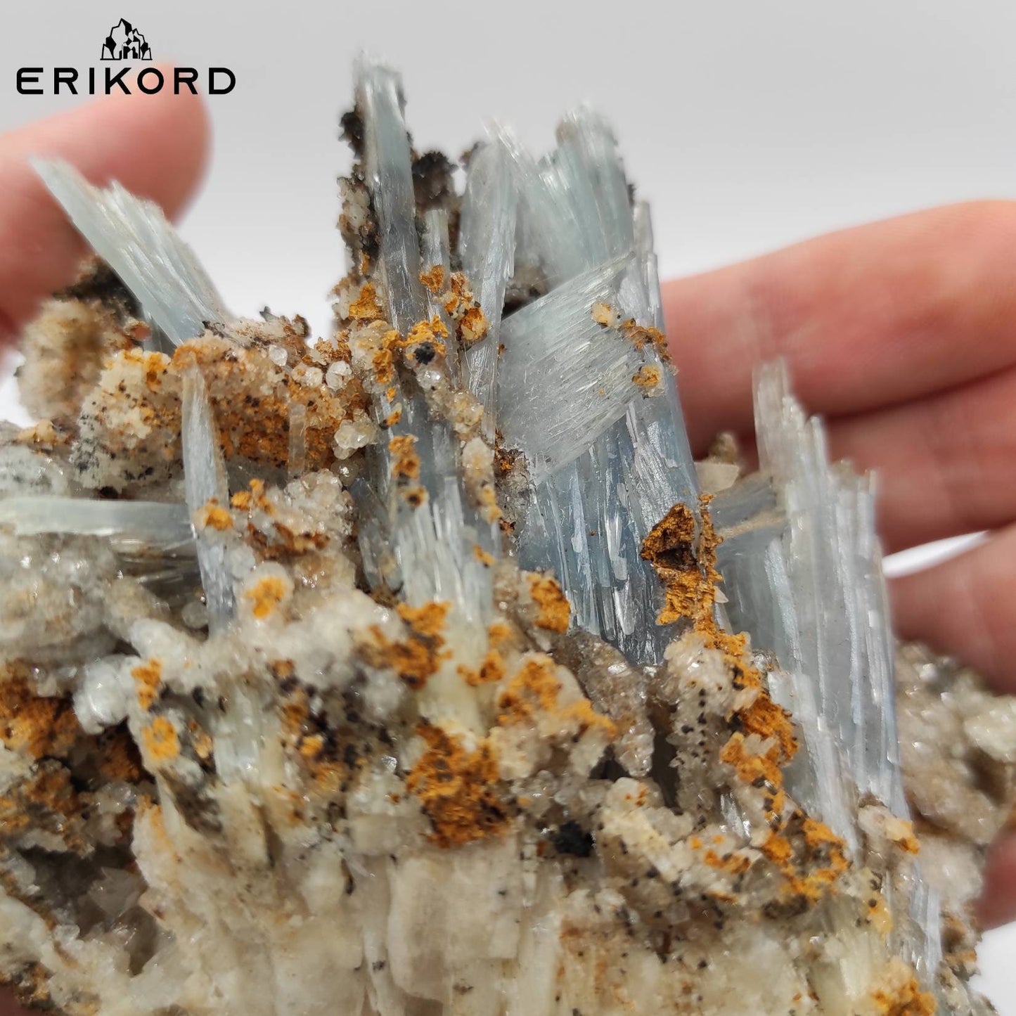 453g Blue Barite on Limonite Matrix with Psilomelane - Morocco | Rare Light Blue Barite Mineral Specimen