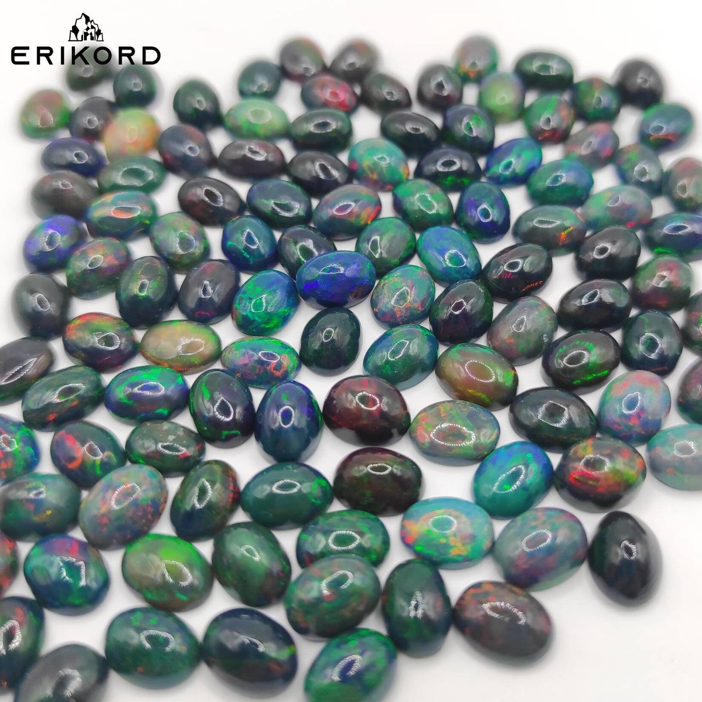 1/3/5/10pcs Ethiopian Black Opals 8x6mm Dark Coloured Opal Gemstones Lot Loose Opals Super Flashy Opal Gems Natural Untreated Gem Oval Opal