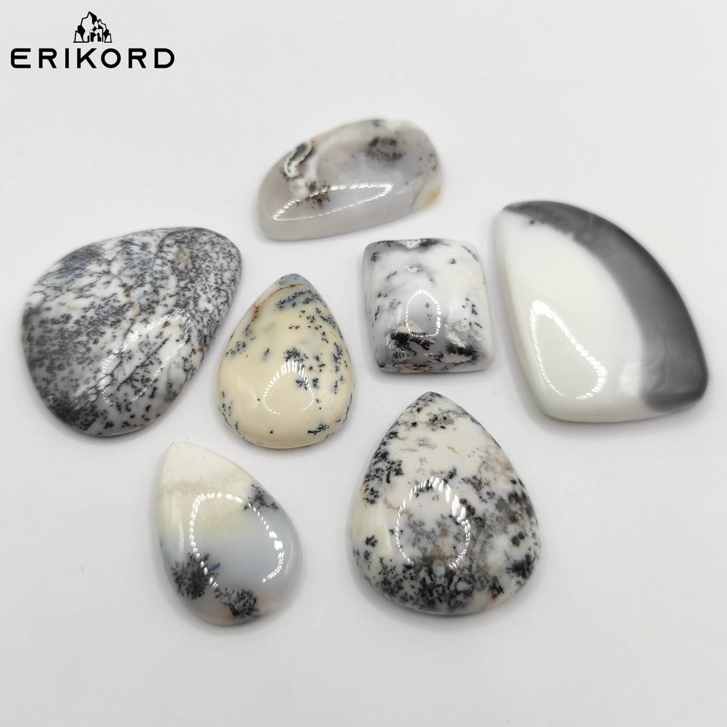 193ct Lot of Dendritic Opal Cabochons Pear Mixed Shape Cabochon Lot Black & White Dendrite Agate Gemstone Cabochons Natural Dendrites