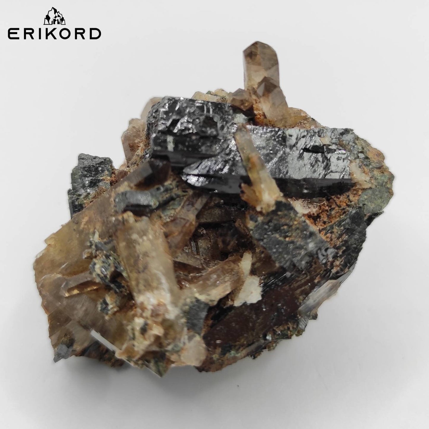 60g Smoky Quartz with Aegerine Natural Mineral Cluster Malawi Raw Black Aegerine Specimen Unique Crystal Cluster Rough Minerals Untreated