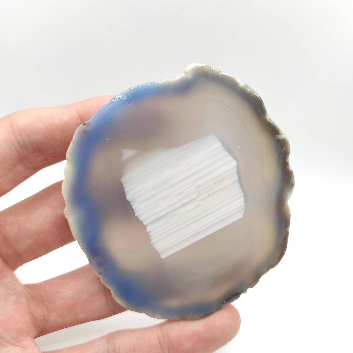 63g Agate Slice Geode Slice Dyed Agate from Madagascar Polished Agate Slices Crystal Polished Geode Slices Blue Agate Slice Gem Rock