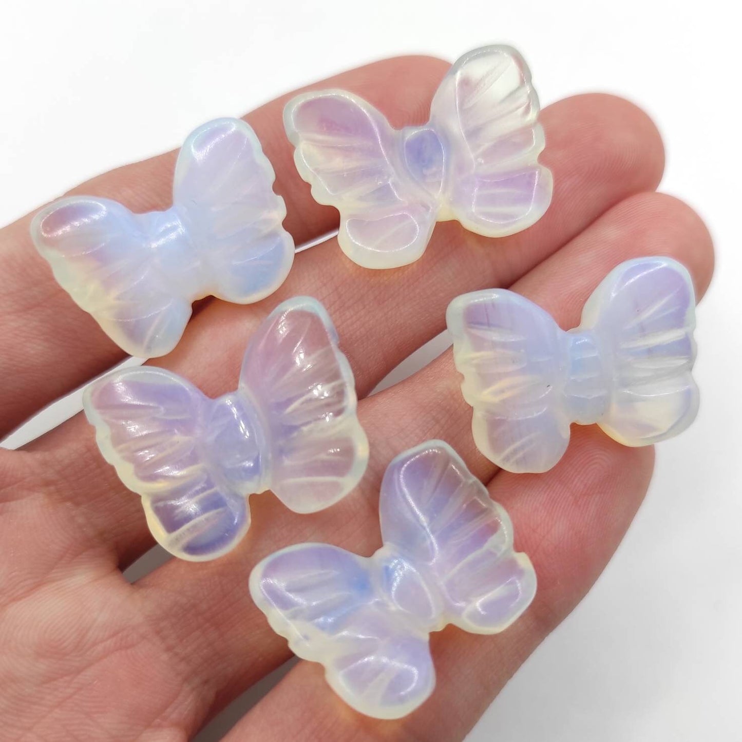 1/3/5pcs Opalite Butterfly - Carved Opalite Butterfly - Mini Crystal Butterflies - White Opalite Crystals - Small Crystal Carvings