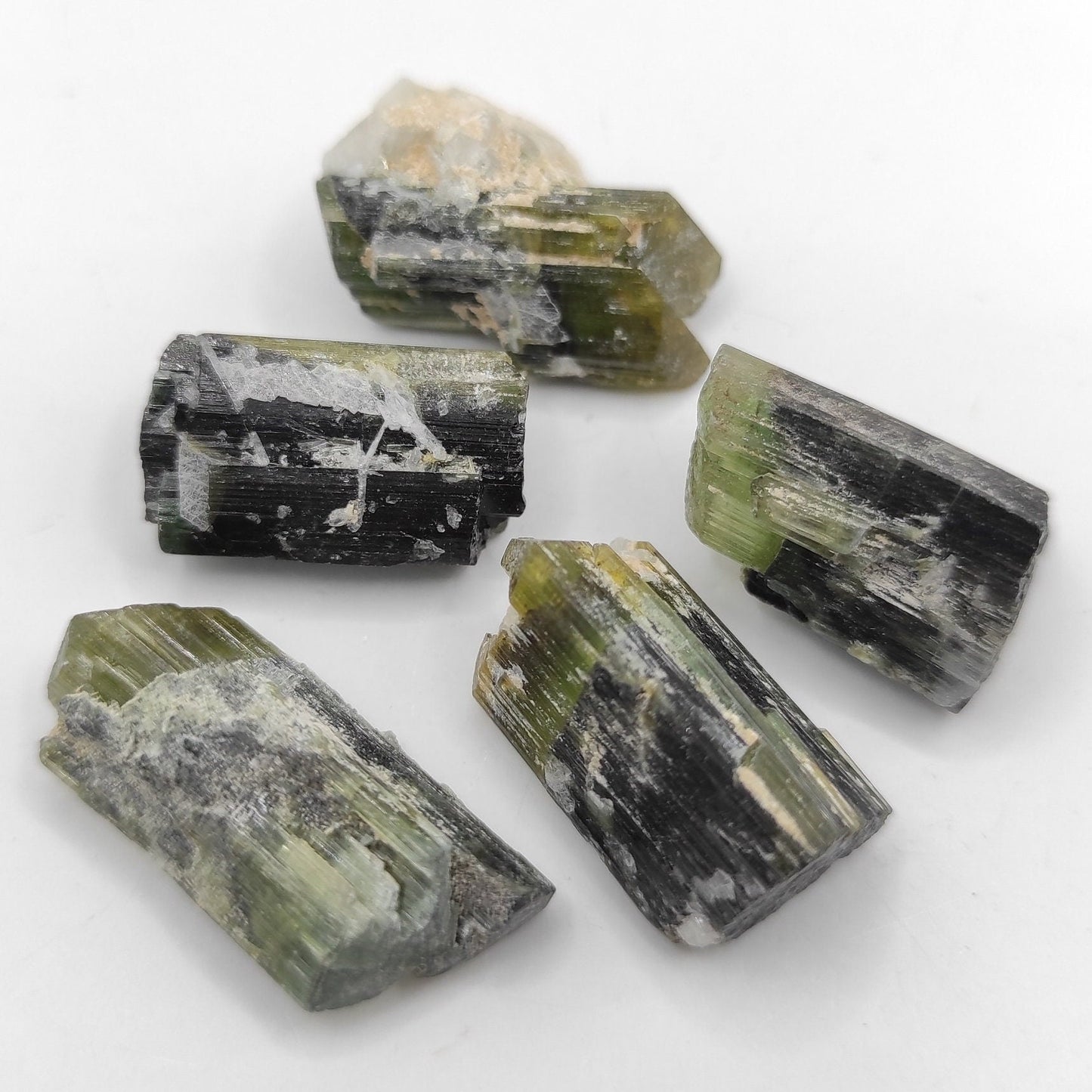 171ct Lot of Green Cap Tourmaline Points - Rough Green and Black Tourmaline - Tourmaline Sticks - Rough Gemstones - Tourmaline from Pakistan