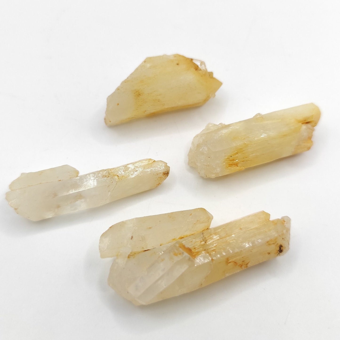 45.37g (4pcs) Rare Mango Quartz Point Lot - Halloysite Included Quartz Crystal - Corona Mine, Cabiche, Boyaca, Colombia - Natural Quartz