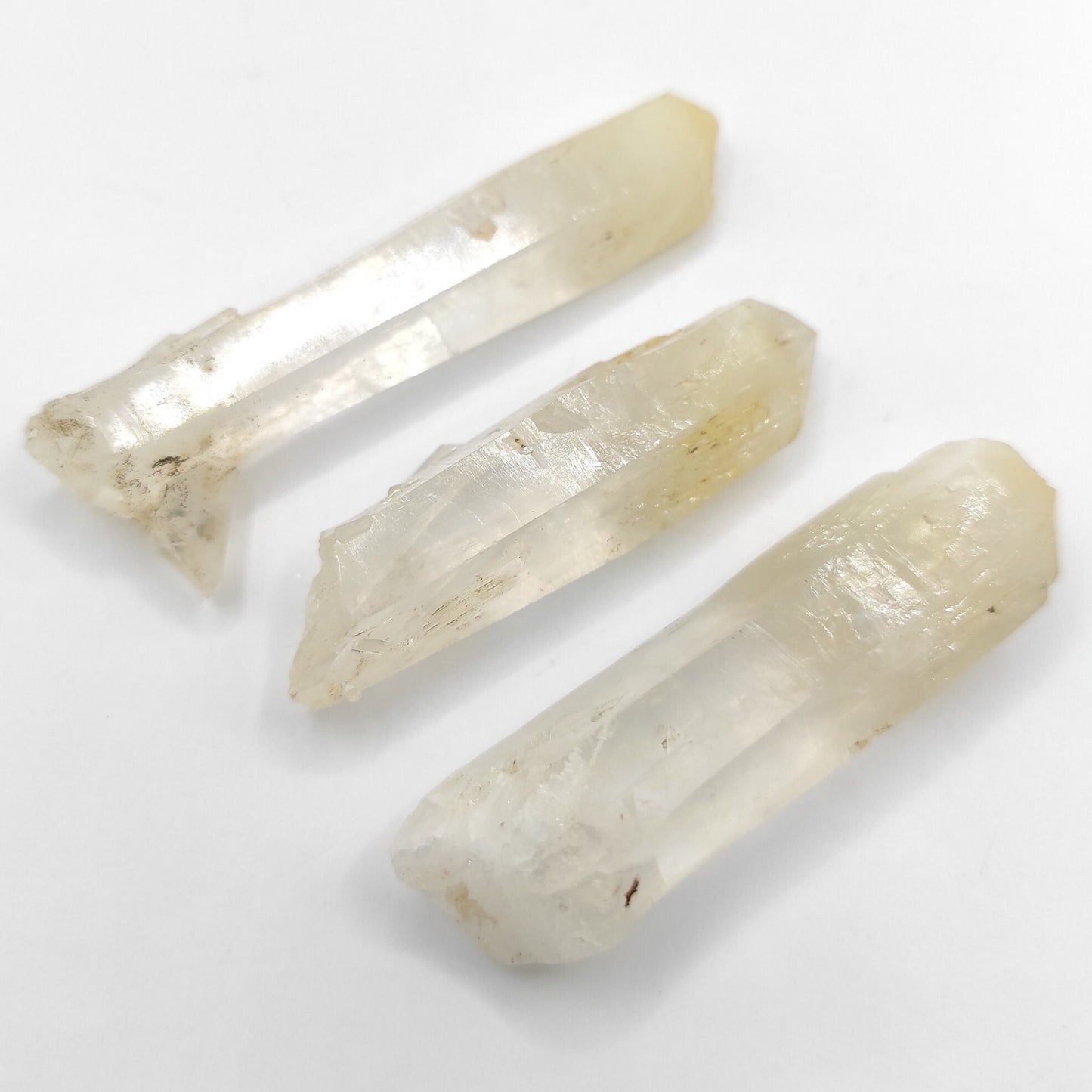 67.44g (3pcs) Rare Mango Quartz Point Lot - Halloysite Included Quartz Crystal - Corona Mine, Cabiche, Boyaca, Colombia - Natural Quartz