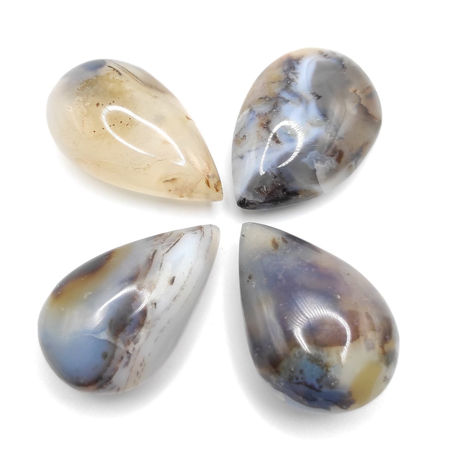 82g Polished Agate Teardrop Lot