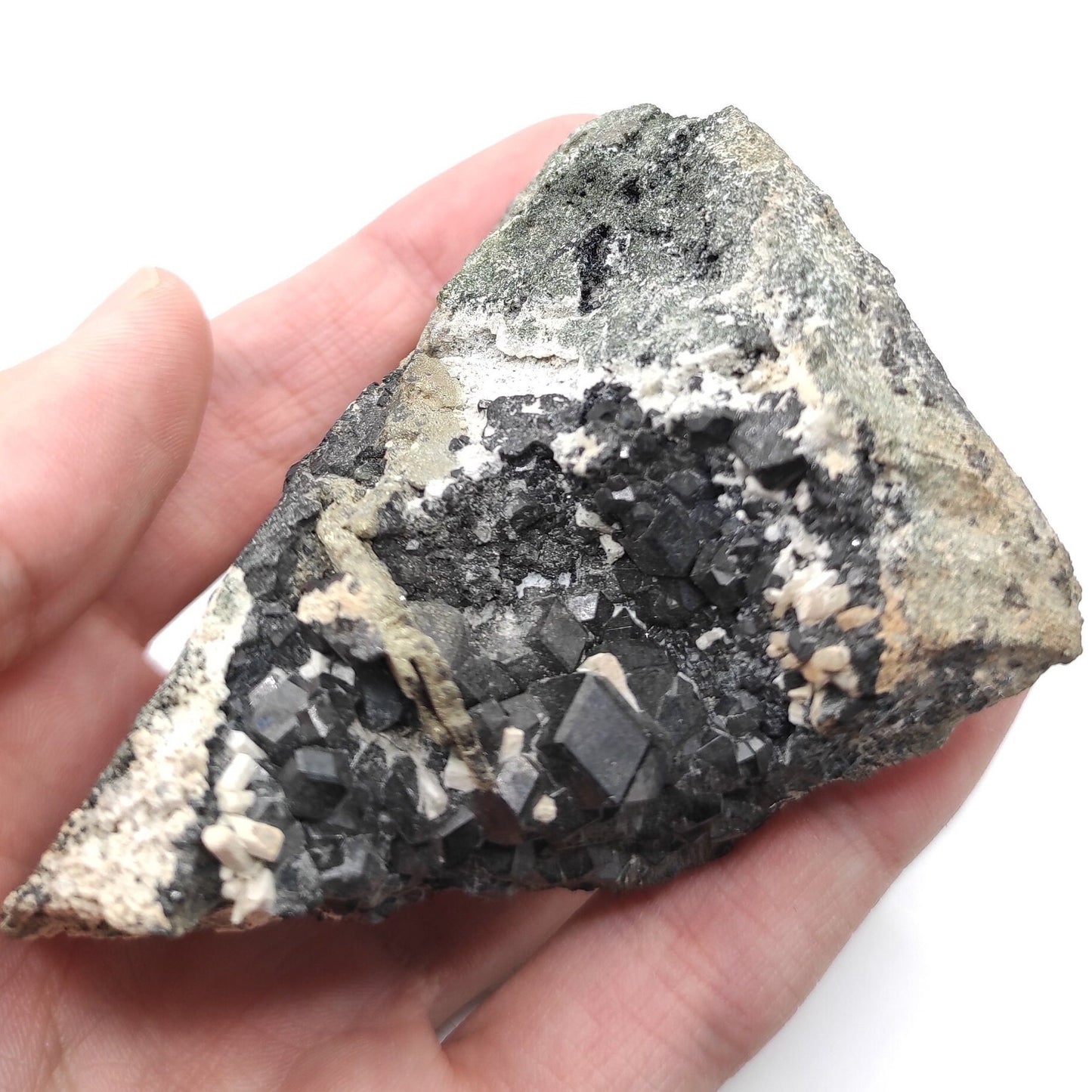 251g Black Sphalerite in Matrix - Oujda, Morocco - Rare Sphalerite Crystals - Natural Mineral Specimen - Sphalerite Crystal Specimen