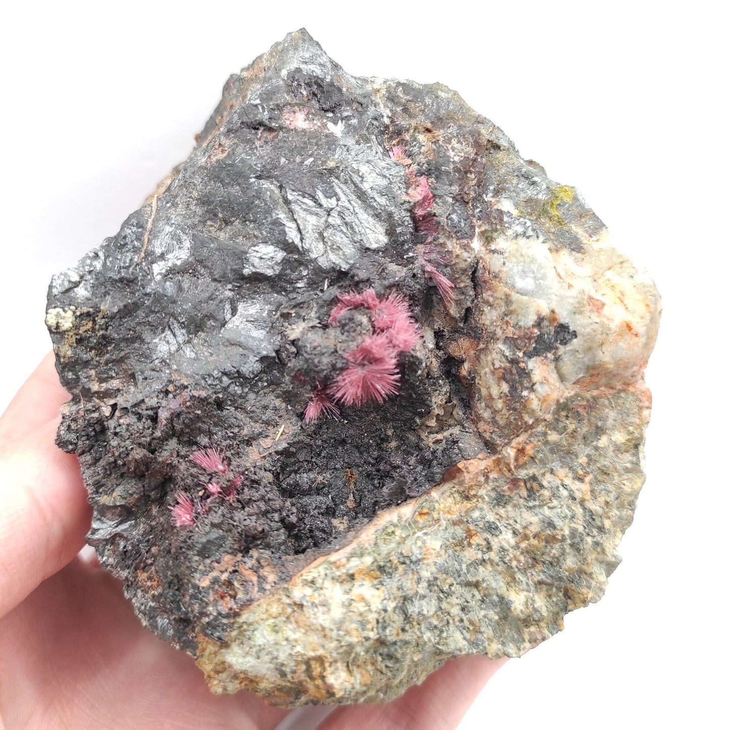 Rare! 970g Fibrous Erythrite in Matrix - Bou Azzer, Morocco - Fine Mineral Specimens - Pink Erythrite Crystals - Rare Cobalt Crystal
