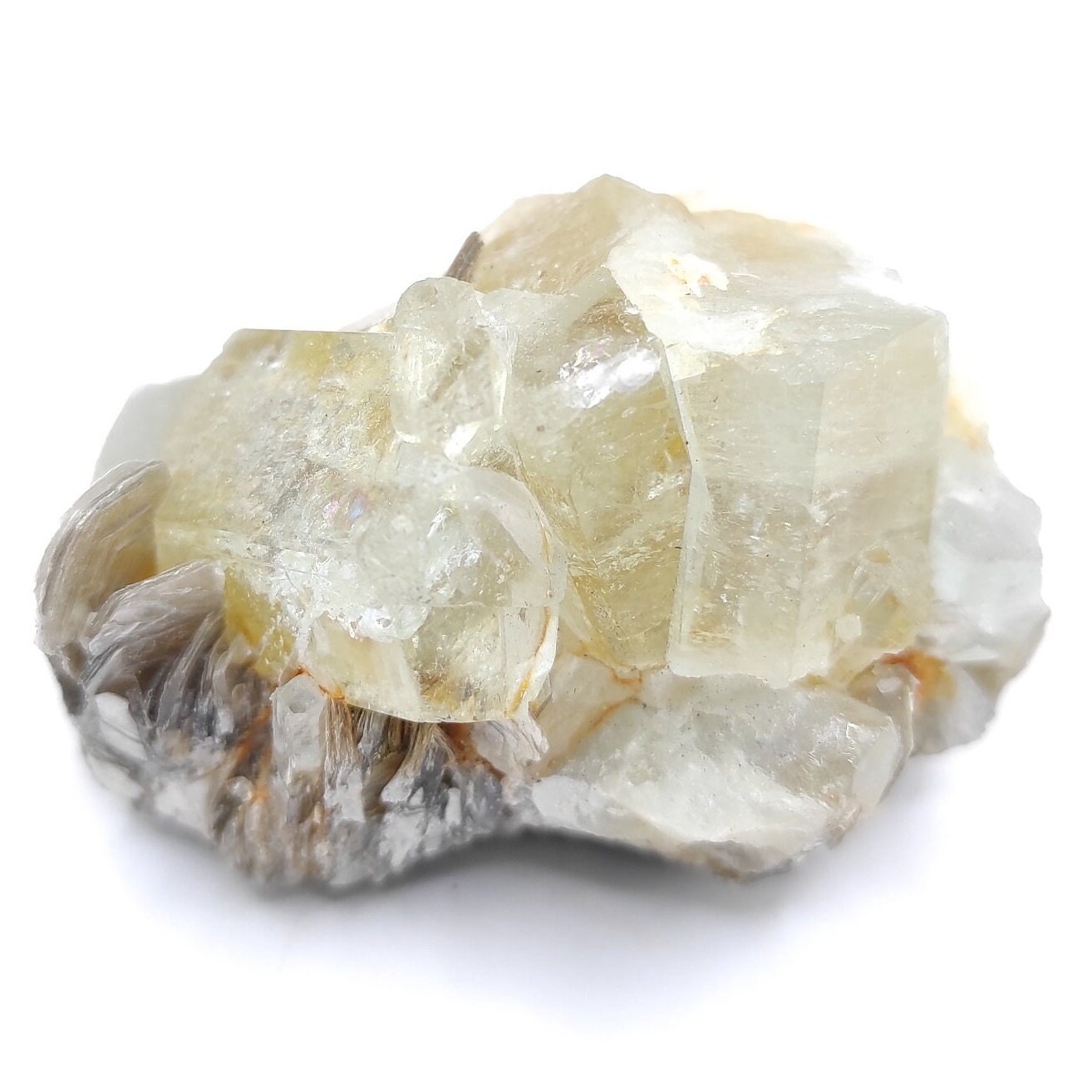 63g Aquamarine with Rainbow - Shigar, Pakistan - Natural Light Blue Aquamarine Cluster Specimen - Raw Aquamarine Cluster - Rough Aquamarine