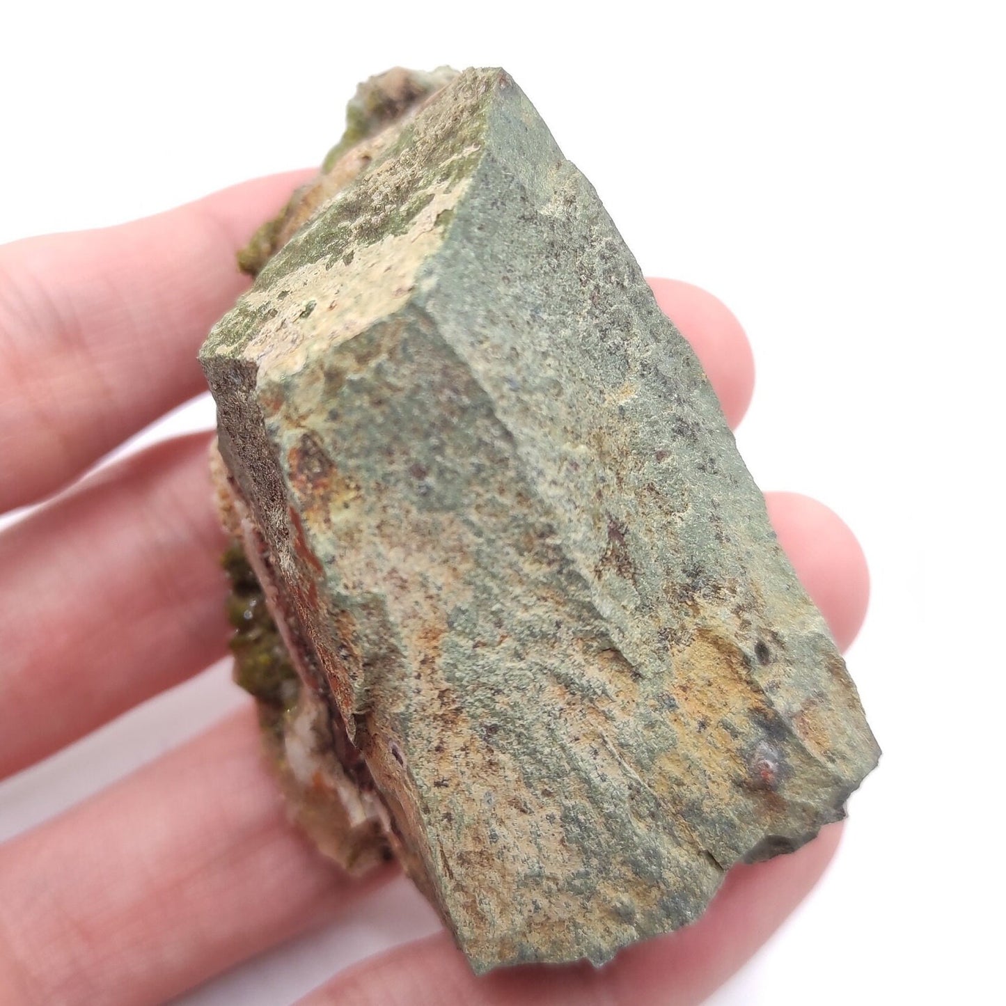 104g Epidote with Quartz - Imilchil, Morocco - Green Epidote Crystal Cluster - Raw Mineral Specimen - Green Epidote and Quartz Crystal