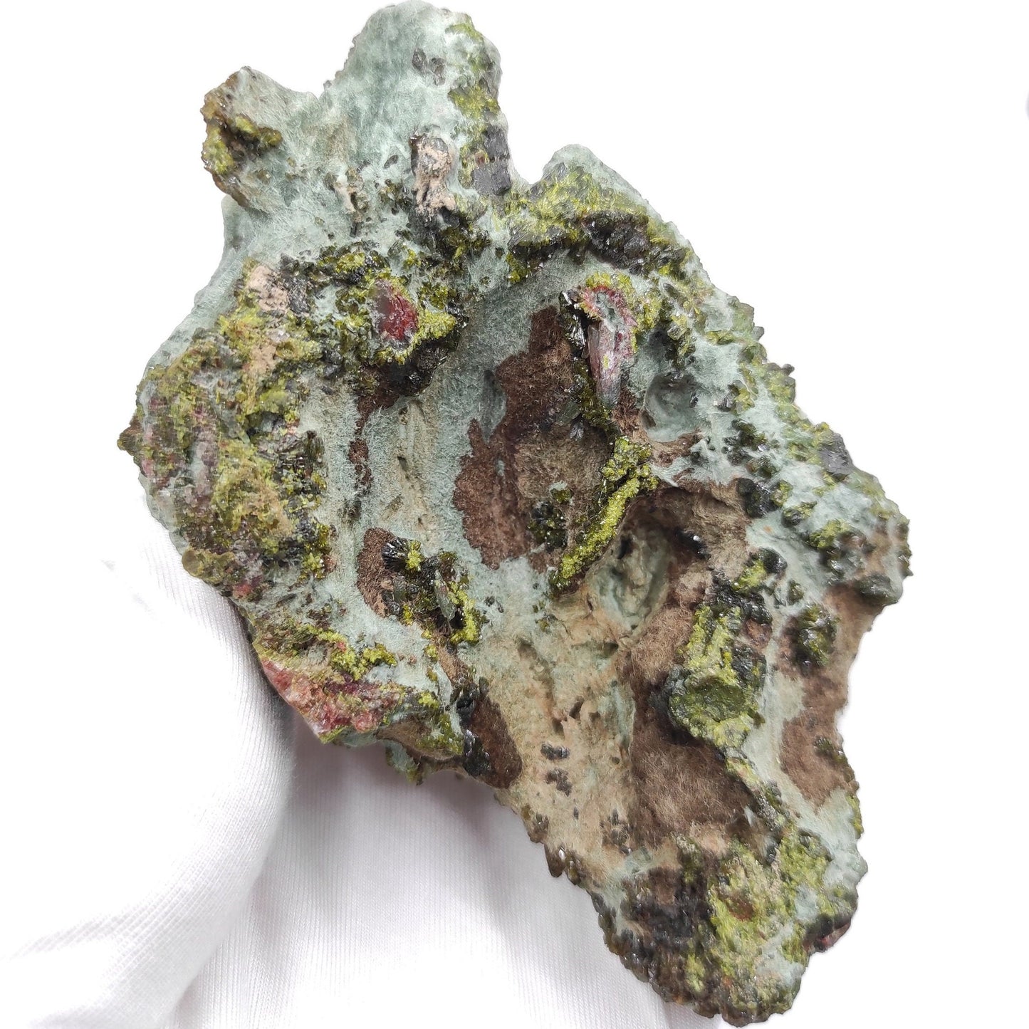 185g Green Epidote on Matrix - Imilchil, Morocco - Green Epidote Crystal Cluster - Raw Mineral Specimen - Green Epidote and Quartz Crystal