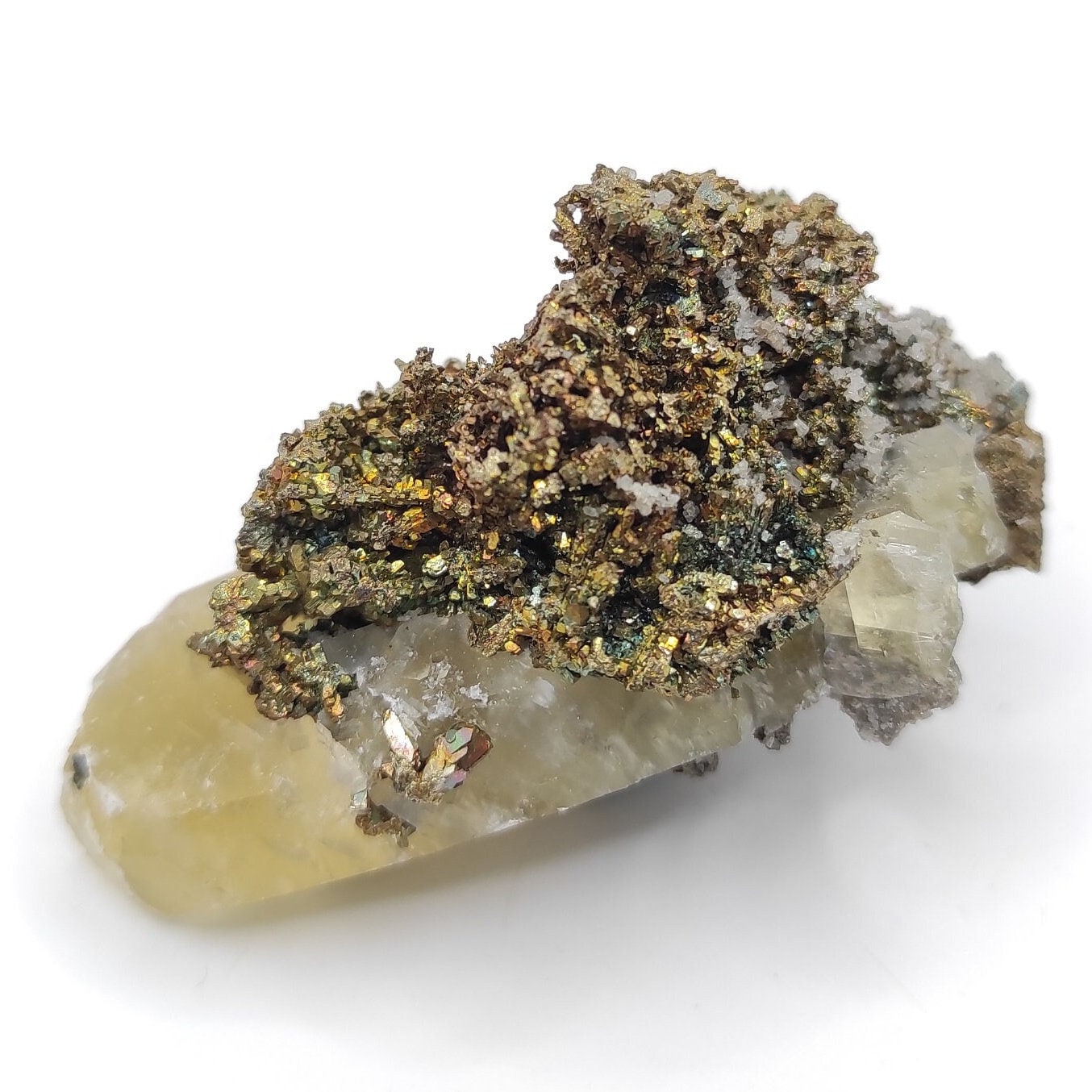 50g Calcite & Pyrite Specimen - Sweetwater Mine, Missouri - Fine Mineral Specimens - Sweetwater Yellow Calcite with Pyrite Crystals