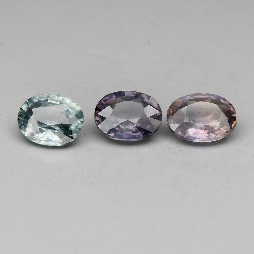 3pc Green & Purple Sapphires Lot | 1.73ct Unheated Oval Gemstones