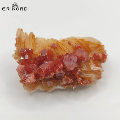 17g Vanadinite with White Barite Crystal Specimen Natural Vanadinite Morocco Raw Crystal Cluster Red Orange Vanadinite Rough Gem Crystal