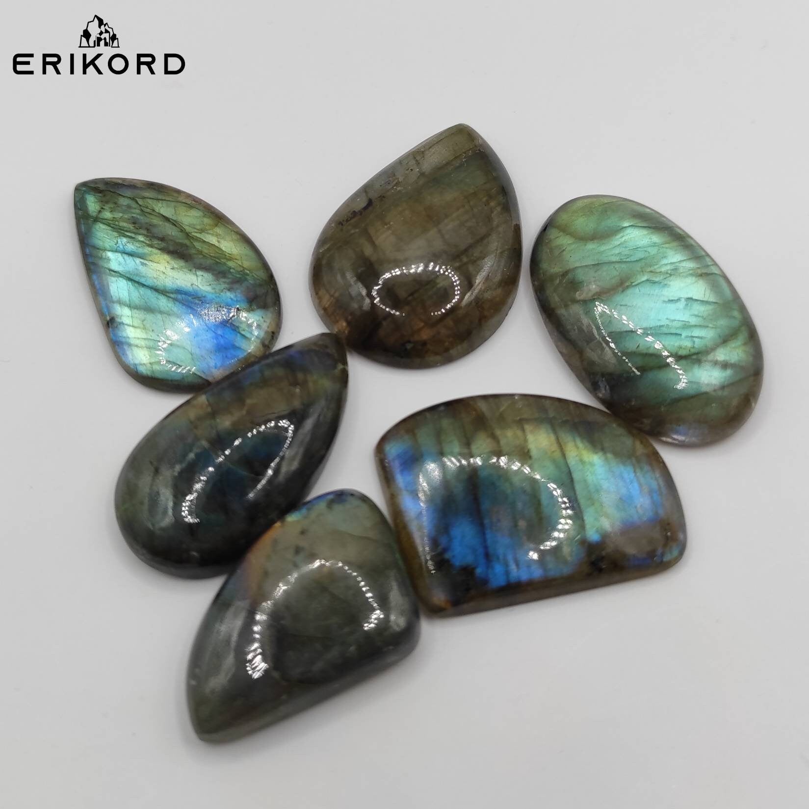 211ct 6pc Lot of Labradorite Cabochons Natural Flashy Labradorite Cabs Oval Cabochon Mixed Shape Cabochon Lot for Jewelry Loose Gems Pendant
