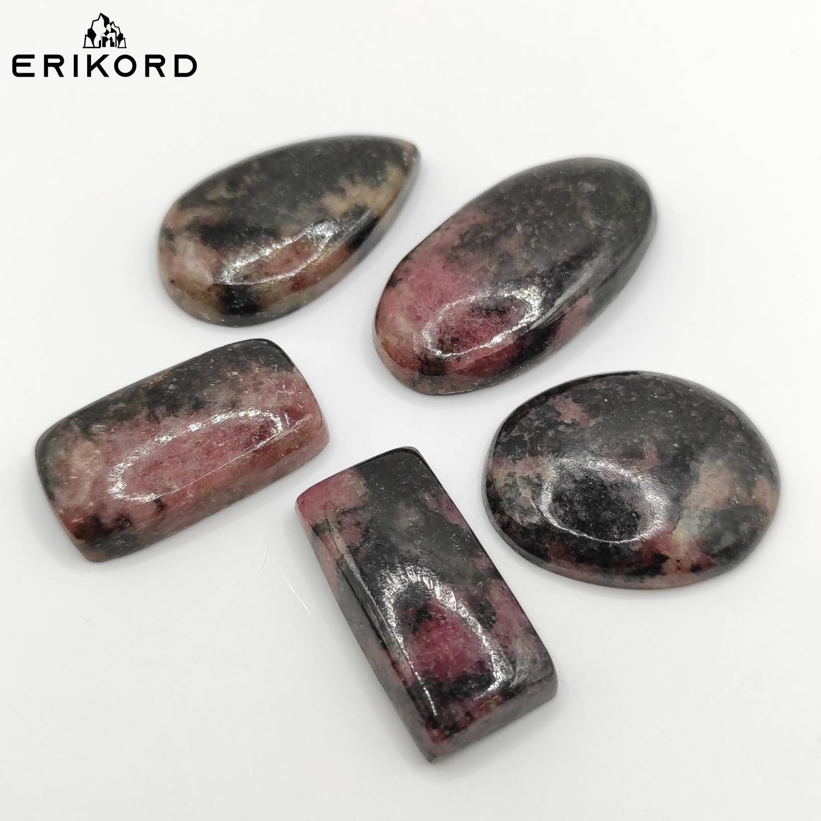 180ct Lot of Rhodonite Cabochons Oval and Mixed Shape Cabochon Lot Pink and Black Rhodonite Gemstone Cabochons Natural Rhodonite Russia