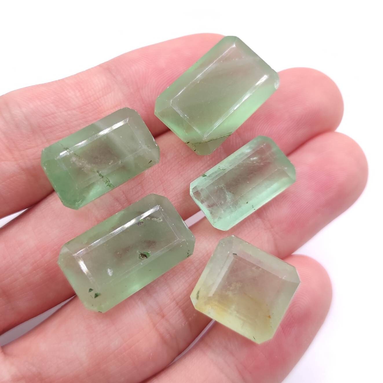 95ct 5pc Lot of Faceted Fluorite