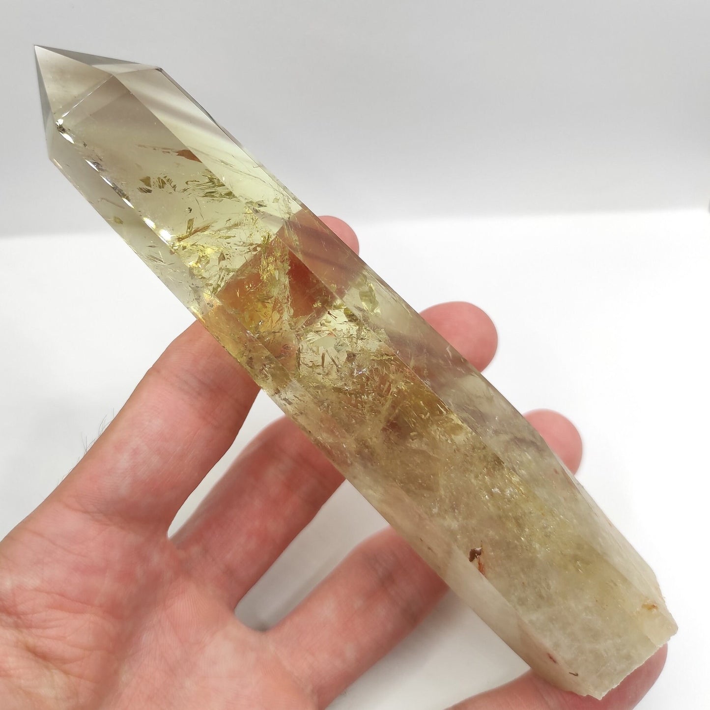 199g High Quality Heated Citrine Tower - Citrine Crystal - Sparkling Polished Yellow Citrine Obelisk - Yellow Crystal Specimen